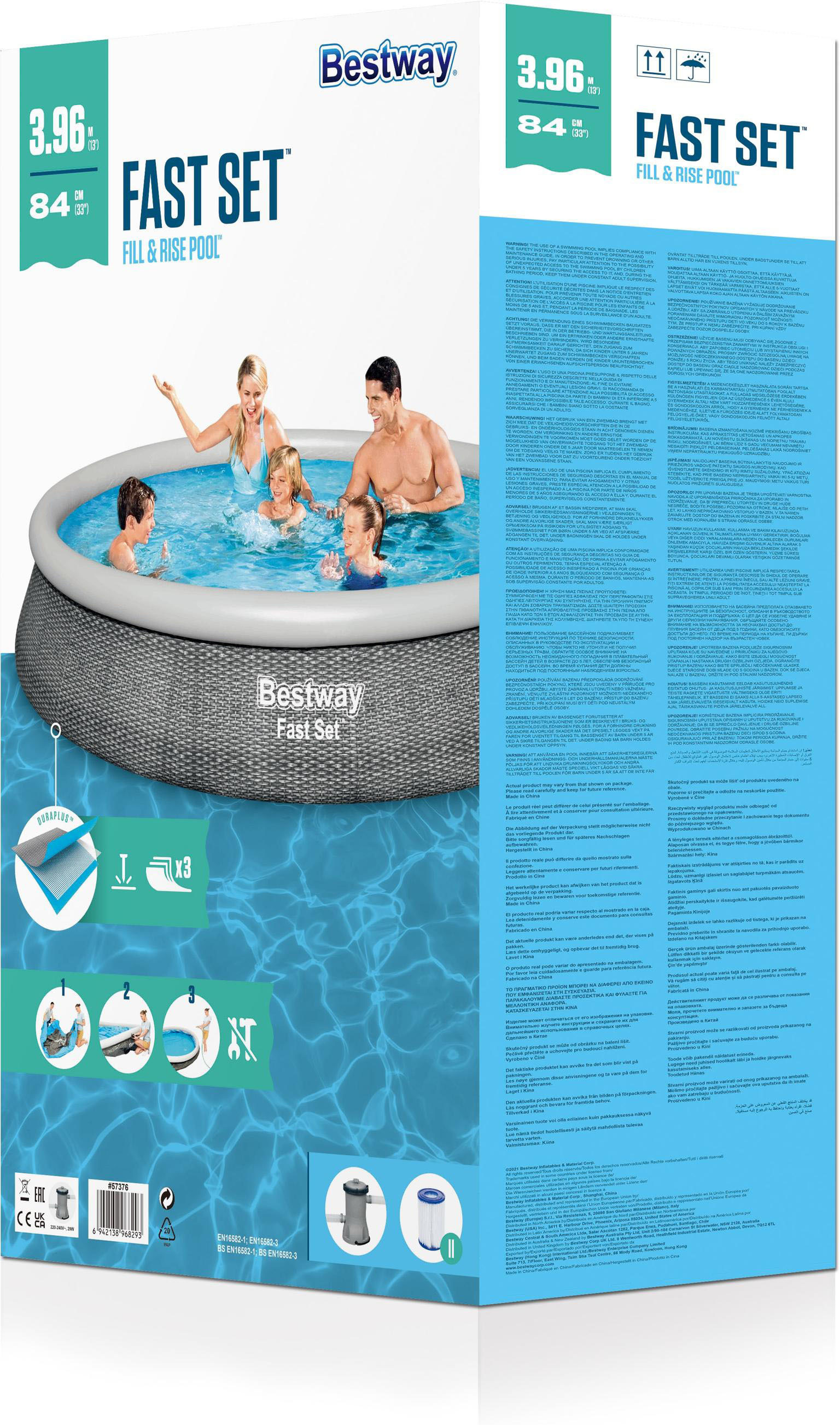 Bestway Fast Set -uima-allas, 396 x 84cm