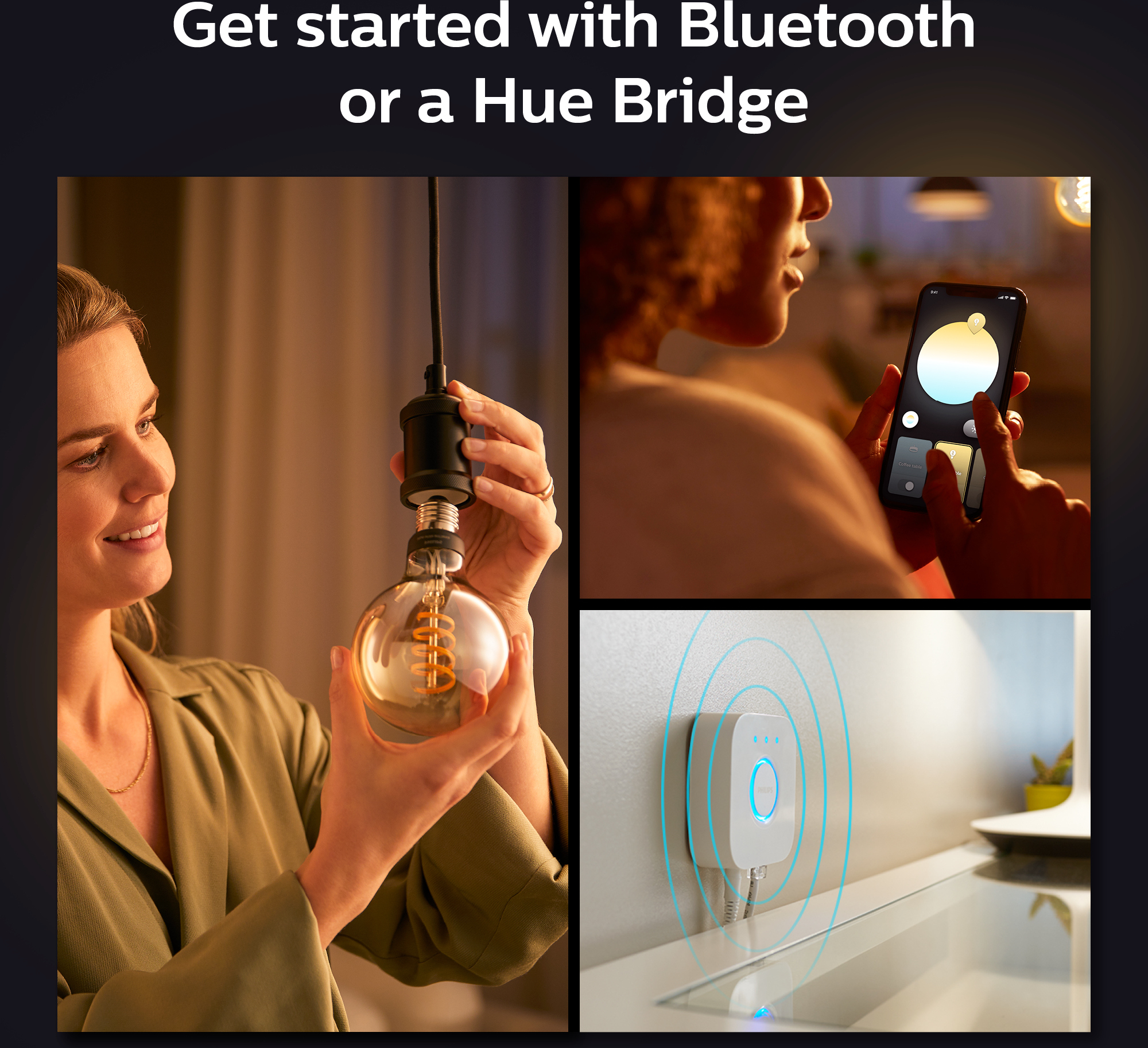 Philips Hue -filamenttiälylamppu, White ambiance, Filament Globe, E27, 9,5 cm