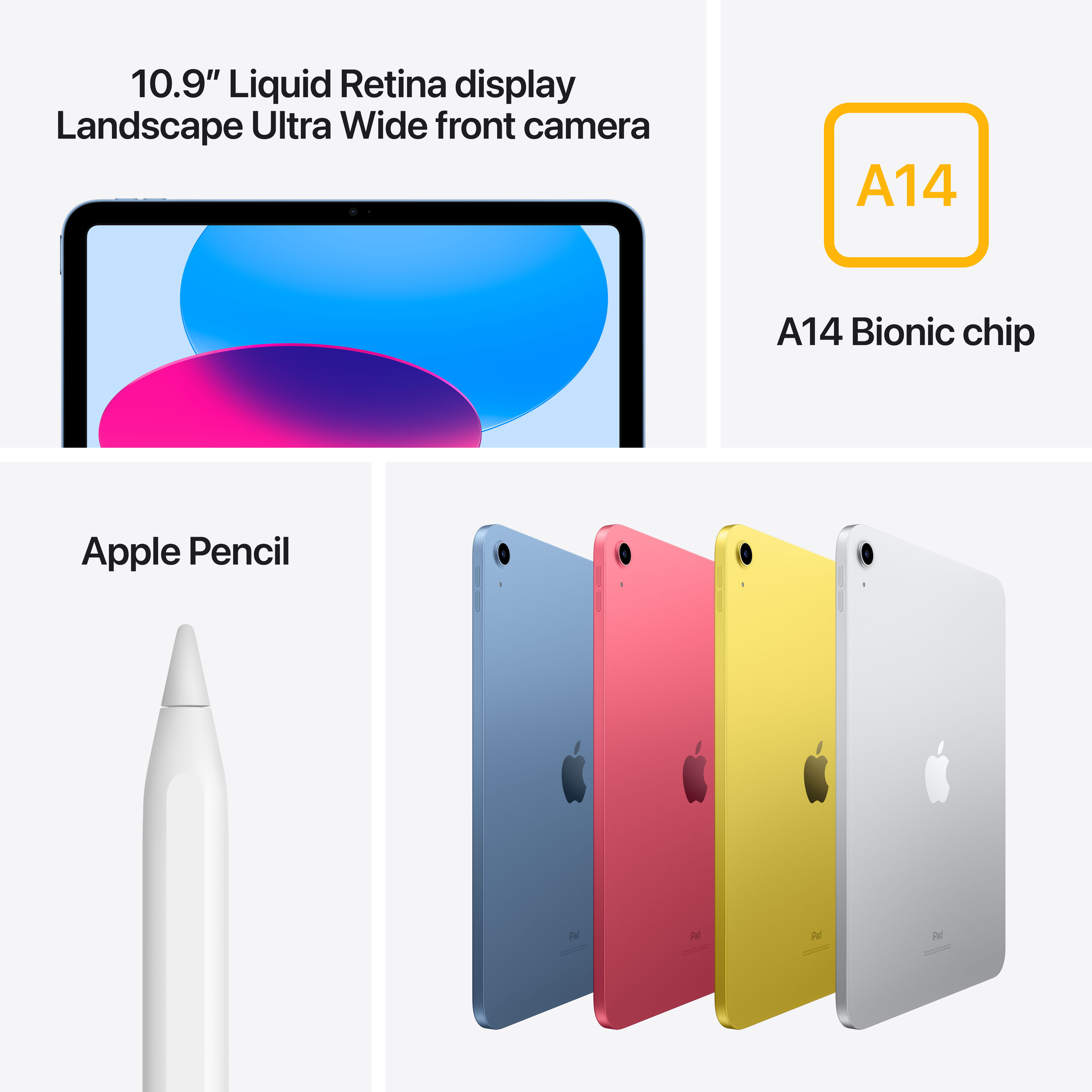 Apple iPad 10,9" 64 Gt WiFi 2022 -tabletti, pinkki (MCMC4)
