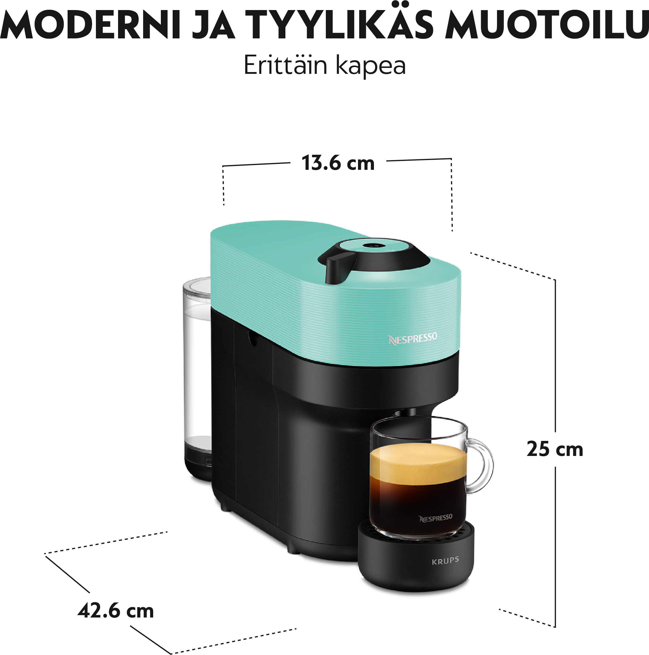 Nespresso Vertuo POP XN920410WP -kahvikapselikone, vihreä/musta