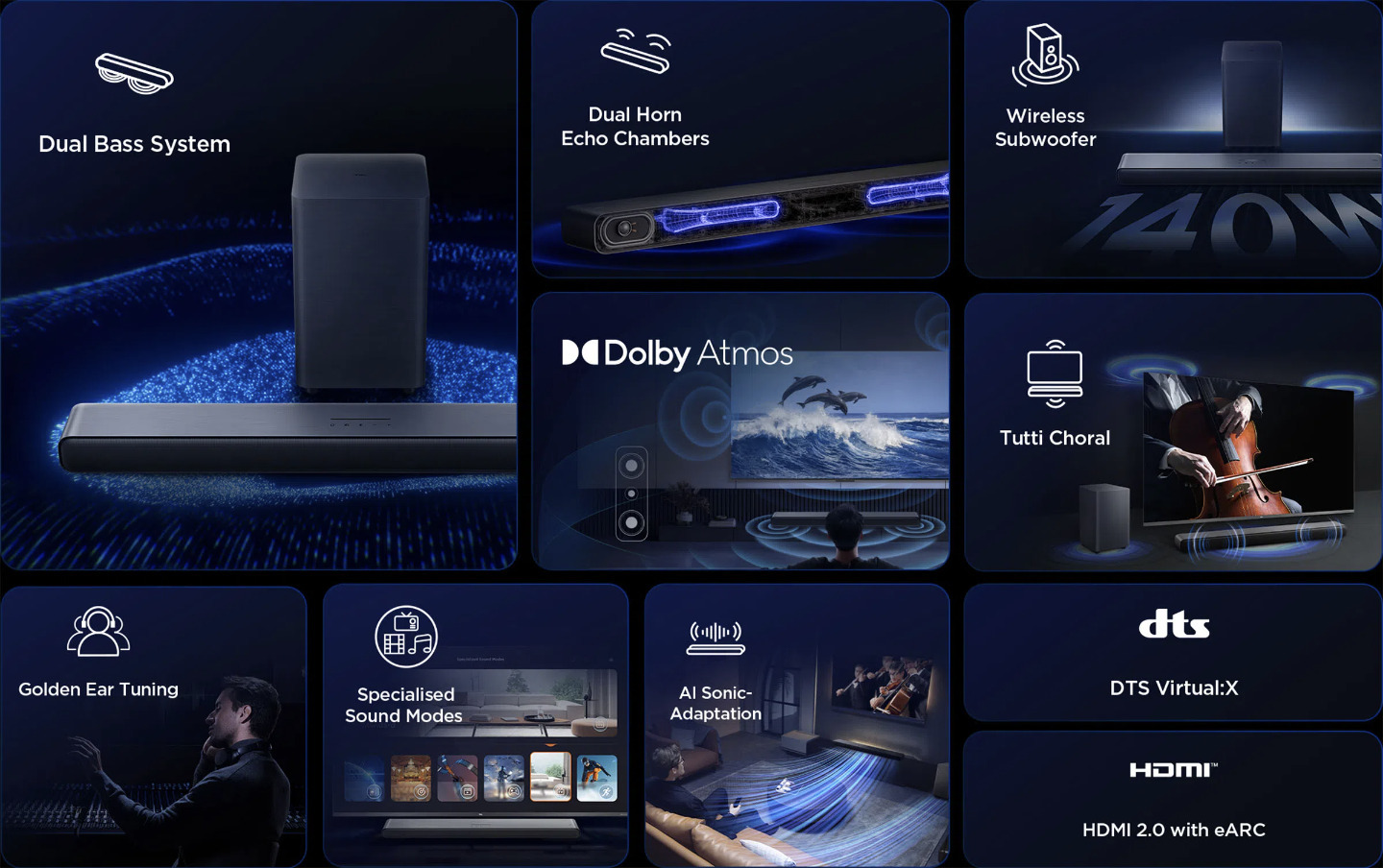 TCL S55H 2.1 Dolby Atmos Soundbar -äänijärjestelmä
