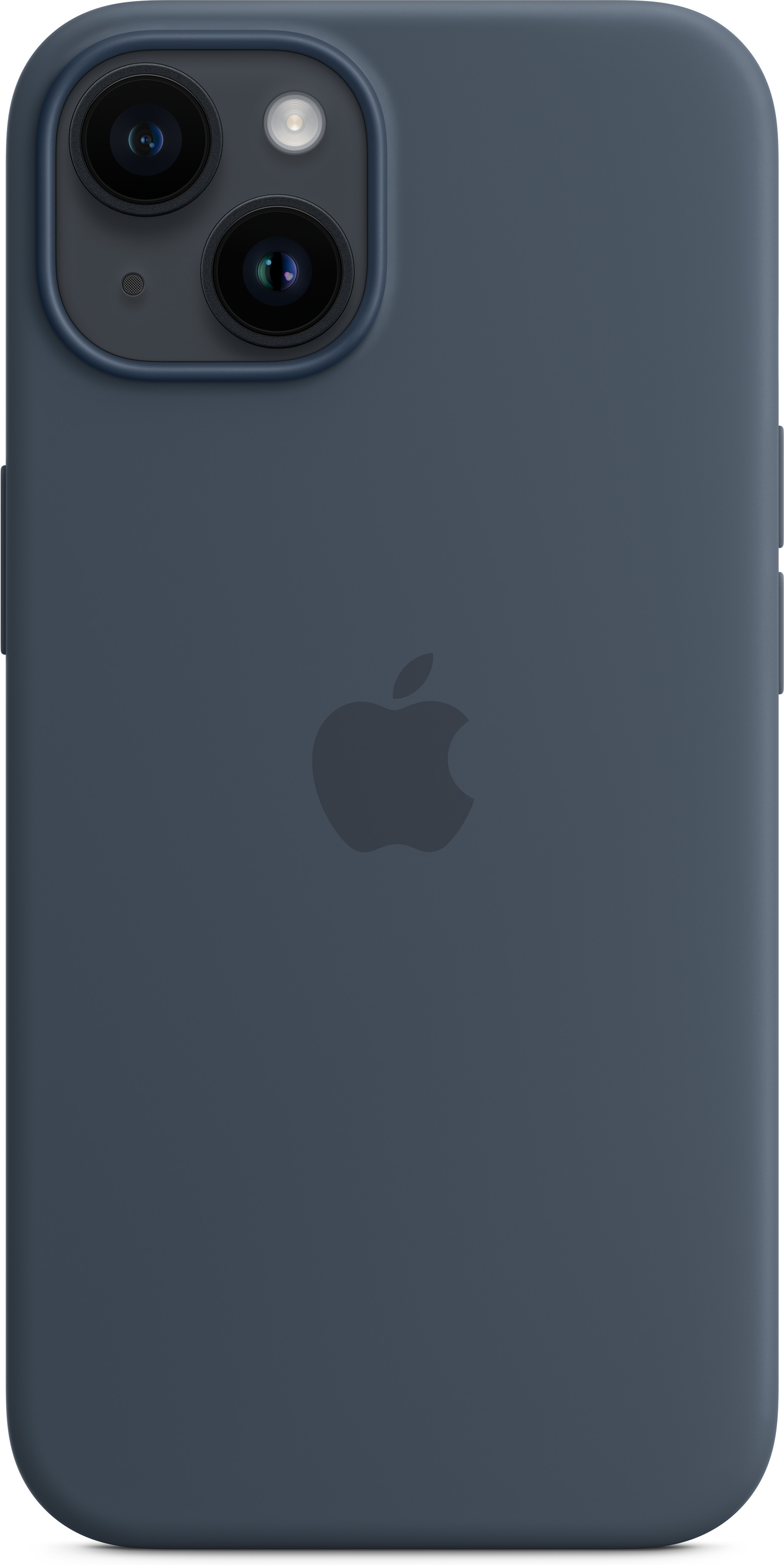 Apple iPhone 14 silikonikuori MagSafella, myrskynsininen