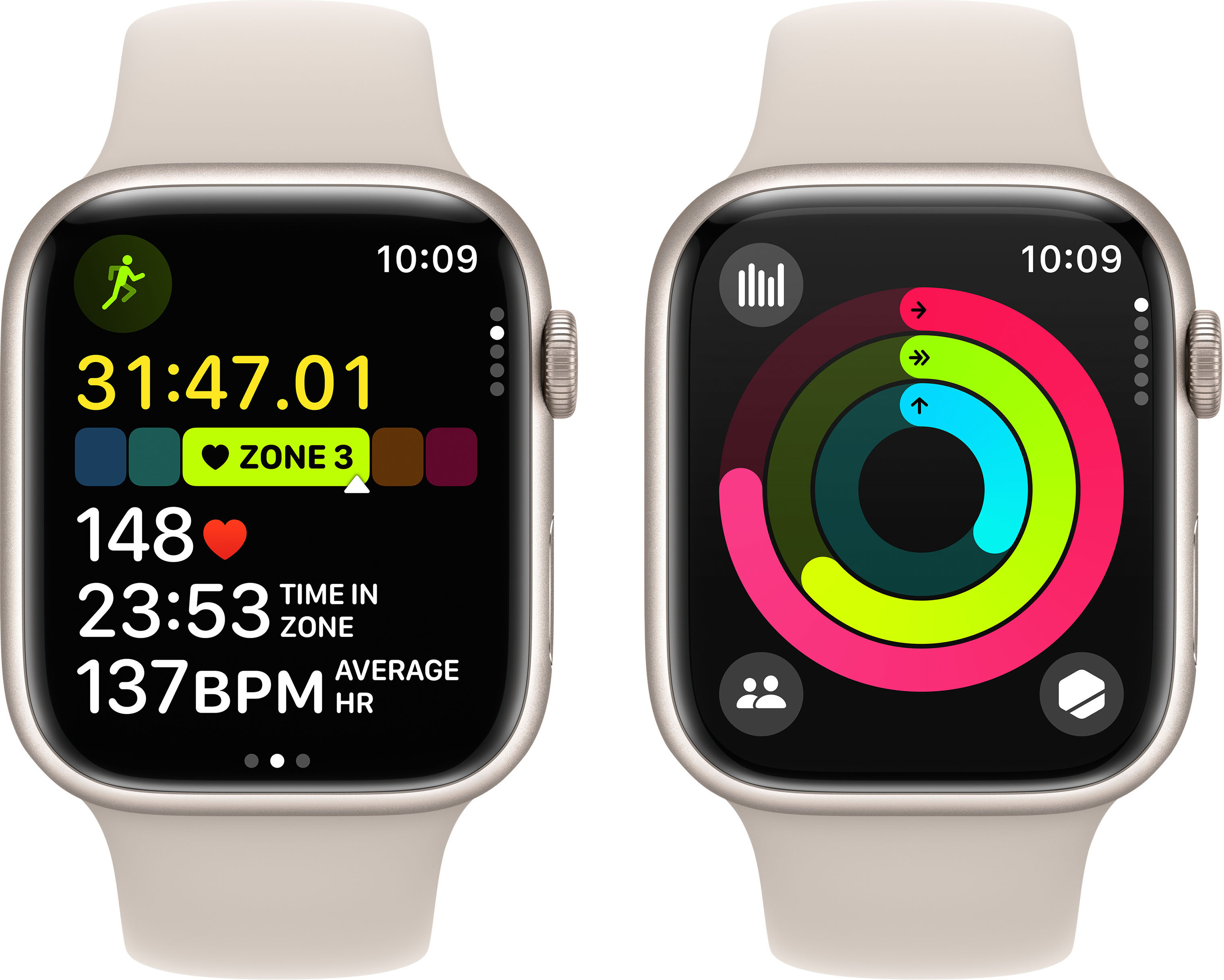 Apple Watch Series 9 (GPS + Cellular) 45 mm keskiyönsininen alumiinikuori ja keskiyönsininen urheiluranneke, S/M (MRMC3)