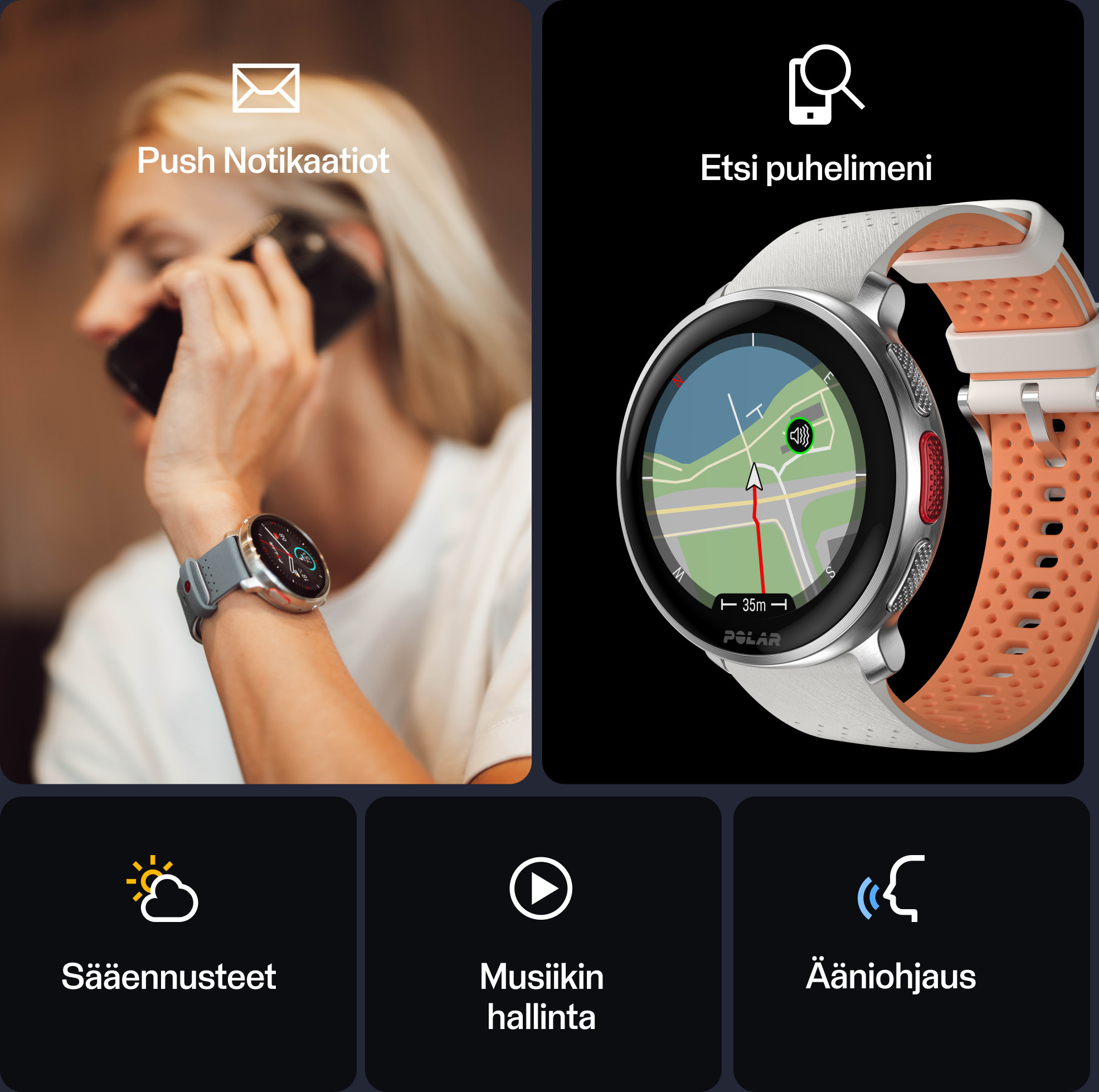Polar Vantage V3 -premium-urheilukello, sininen
