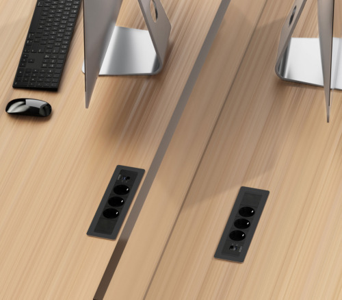 DELTACO upotettava virtapaneeli, 3 pistoras., 1x21W A+C USB-laturi, GST18, ketjutus