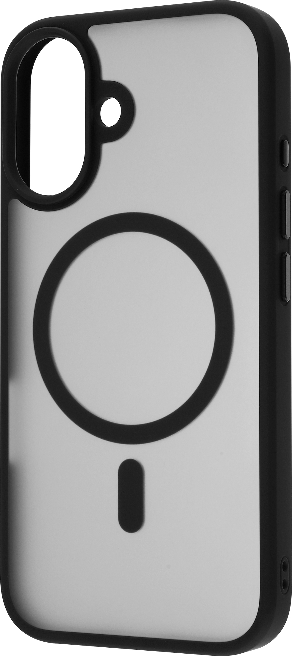 FoneKit MagSafe-yhteensopiva Soft Touch -suojakuori, iPhone 16, musta/harmaa