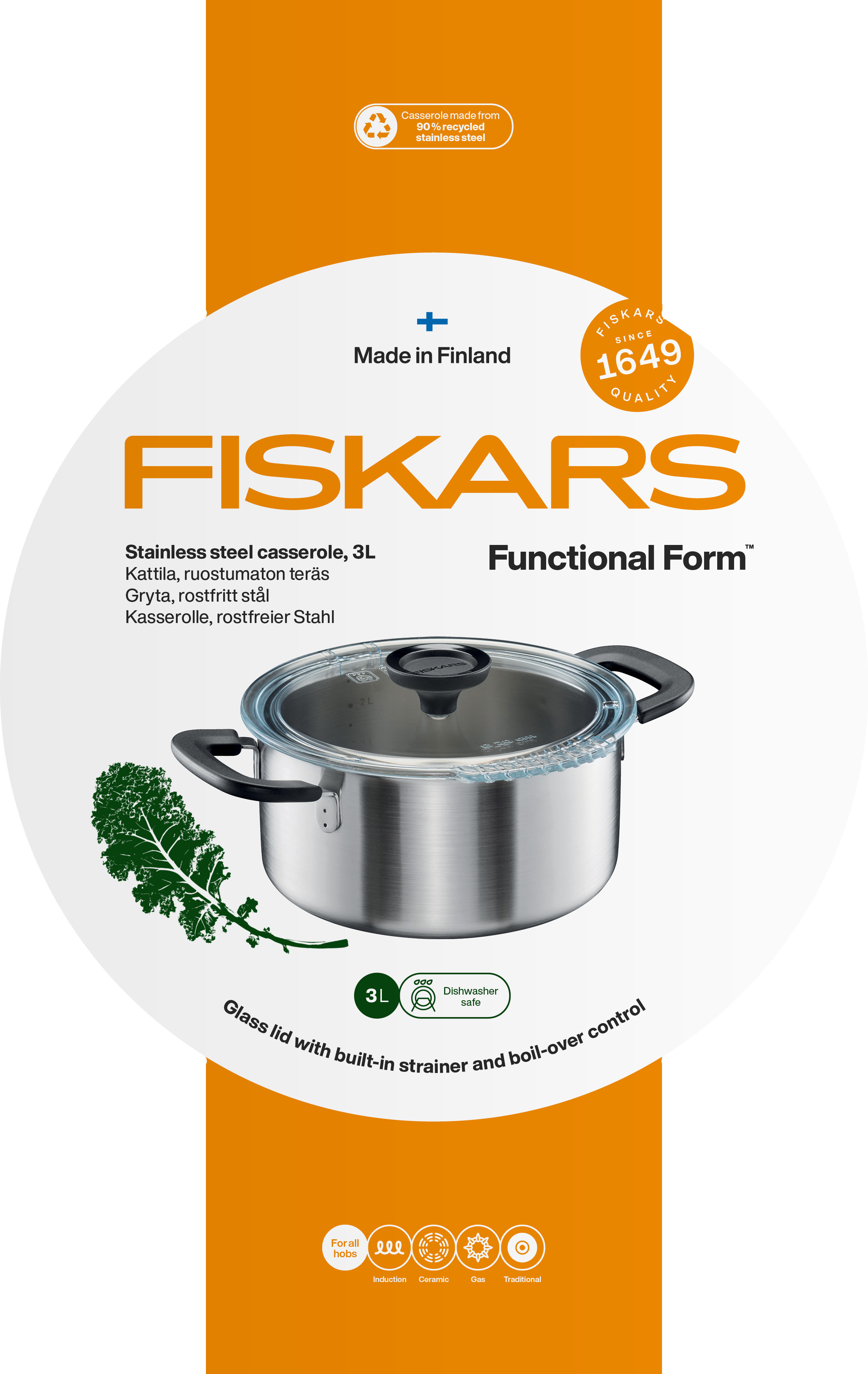 Fiskars Functional Form -kattila, 3 L