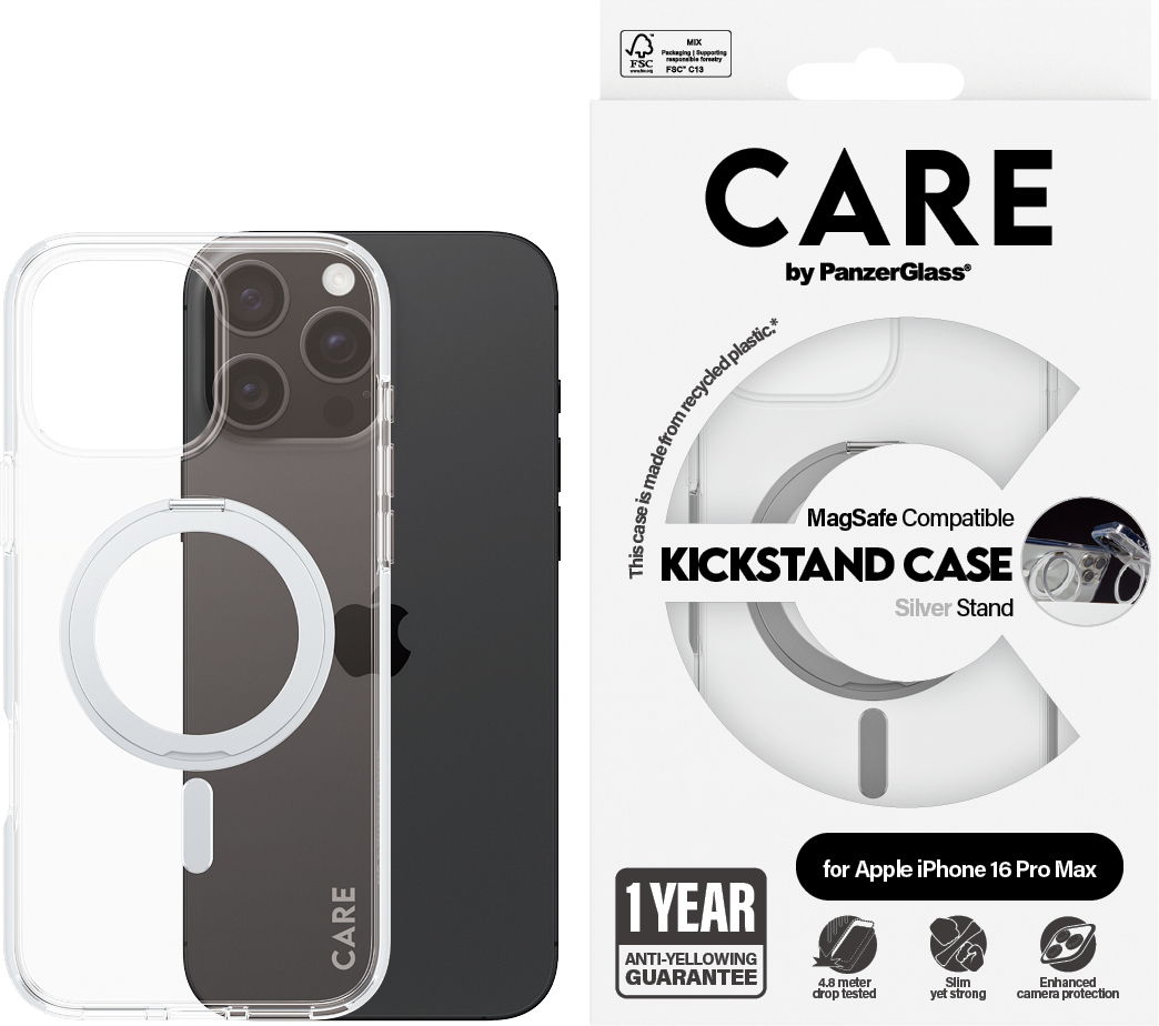 CARE by PanzerGlass Kickstand MagSafe-yhteensopiva -suojakuori, Apple iPhone 16 Pro Max