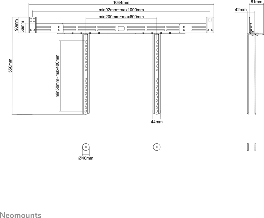 Neomounts by Newstar AWL29-750BL1 yleismallinen soundbar-teline