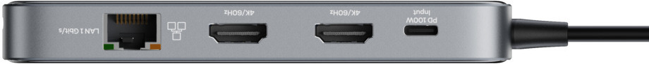 Deltaco HUB201 -USB-C-hubi, tähtiharmaa