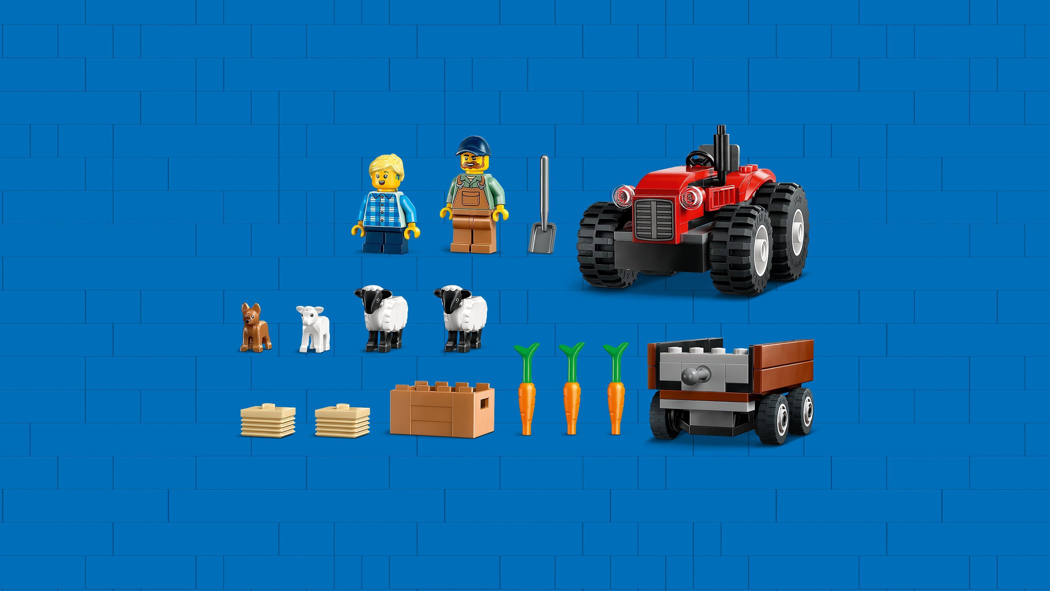 LEGO City 60461 – Maatilan punainen traktori, peräkärry ja lampaat