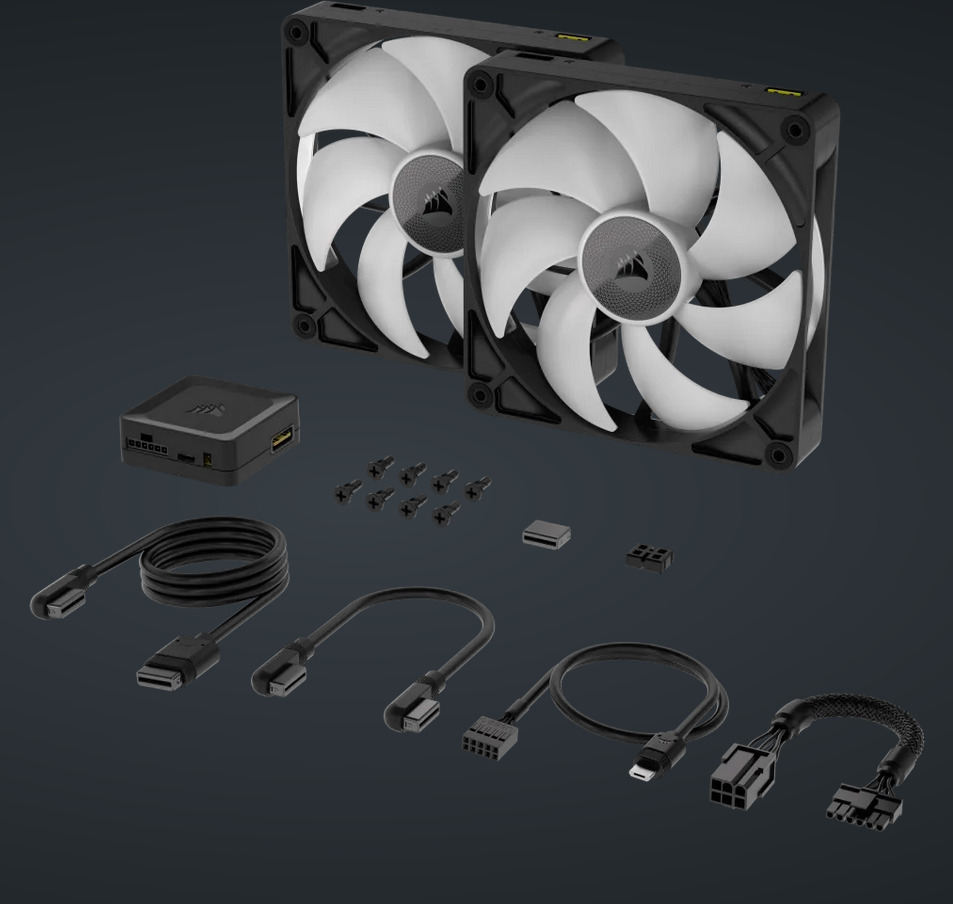 Corsair iCUE LINK RX140 RGB PWM Starter Kit -tuuletin, musta, 140 mm, 2 kpl
