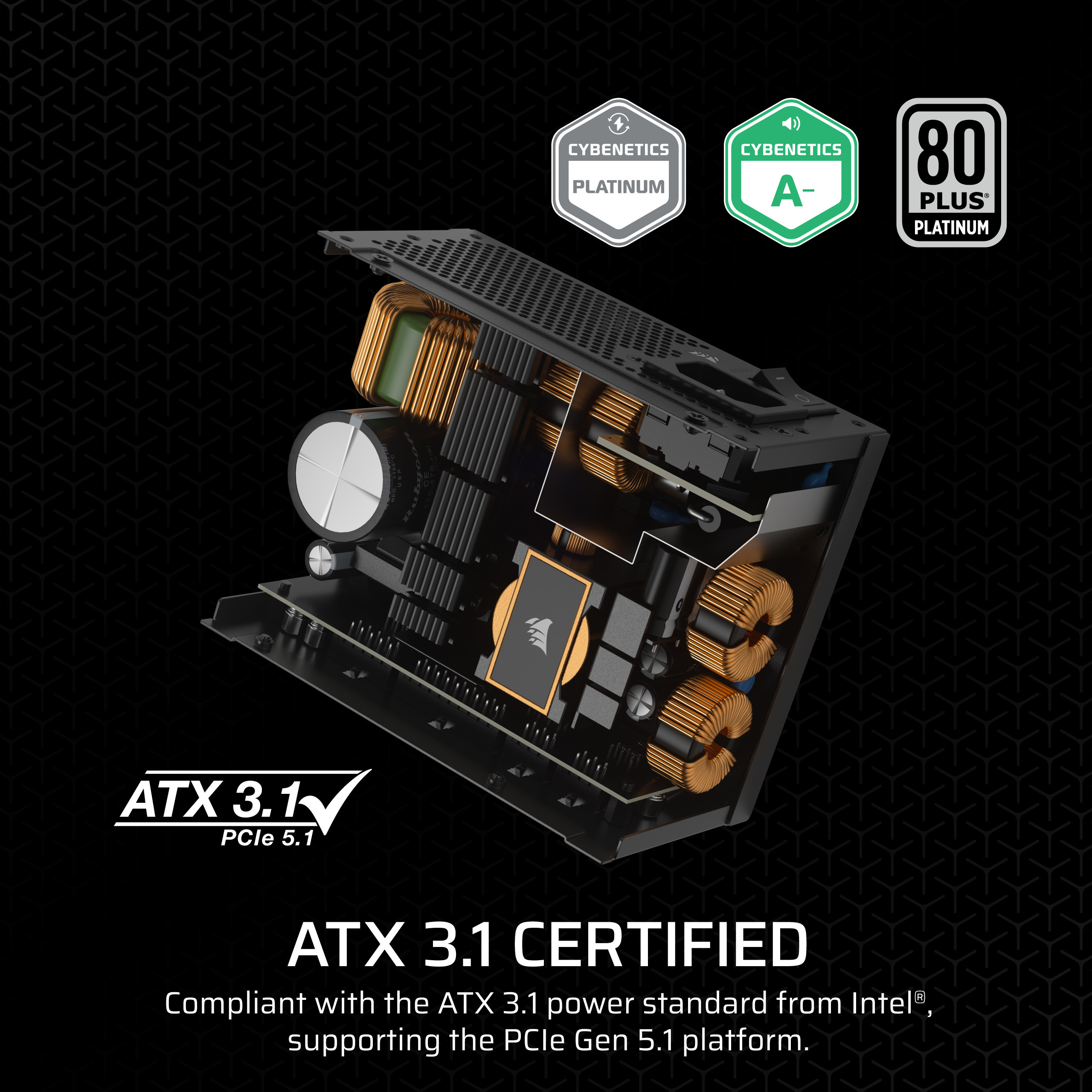 Corsair SF850 (2024), 80 PLUS Platinum SFX-virtalähde, 850 W