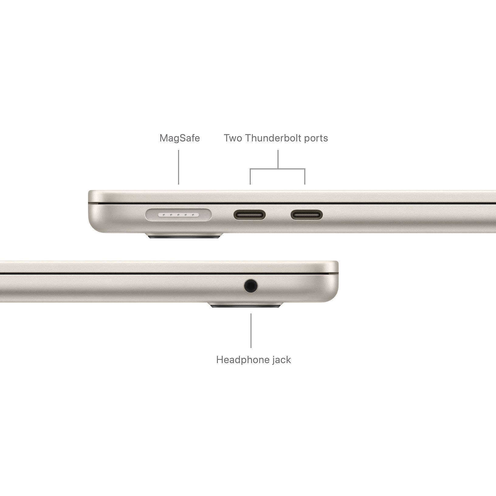 Apple MacBook Air 13" M3 16 Gt, 256 Gt 2024 -kannettava, tähtivalkea (MC8J4)