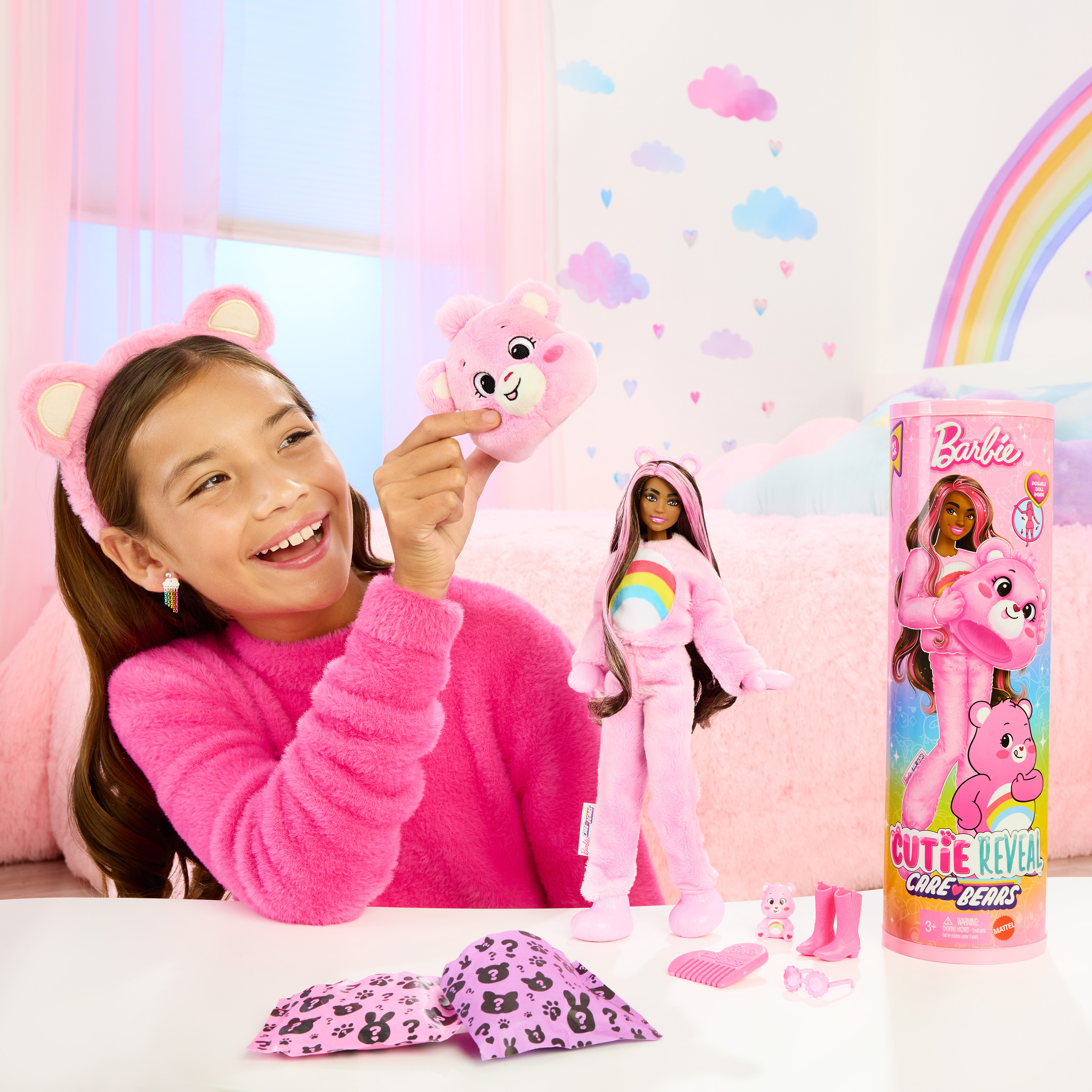 Barbie Cutie Reveal Care Bears muotinukke, sininen