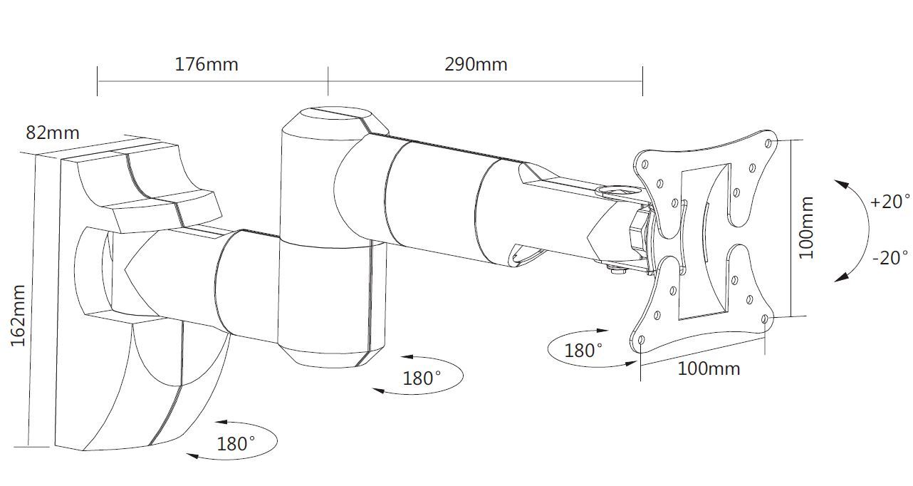 Mozi LCD Full Motion B1 13-27" -television seinäteline