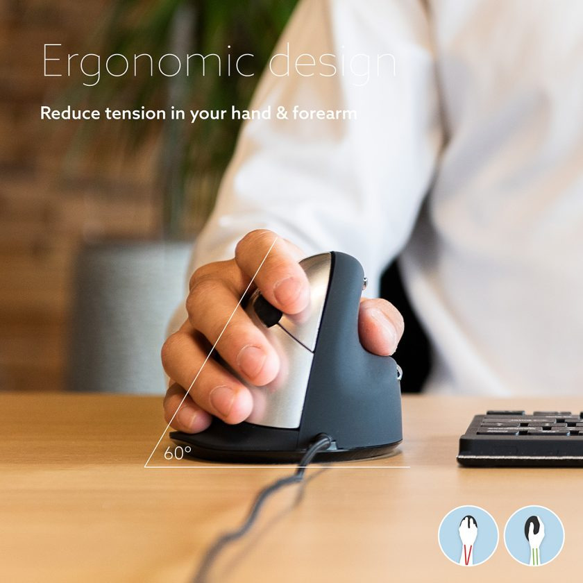 R-Go HE Break -ergonominen hiiri, USB, M-koko, oikealle kädelle