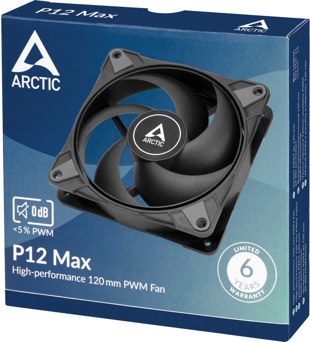 Arctic P12 Max -tuuletin, 120 mm, musta