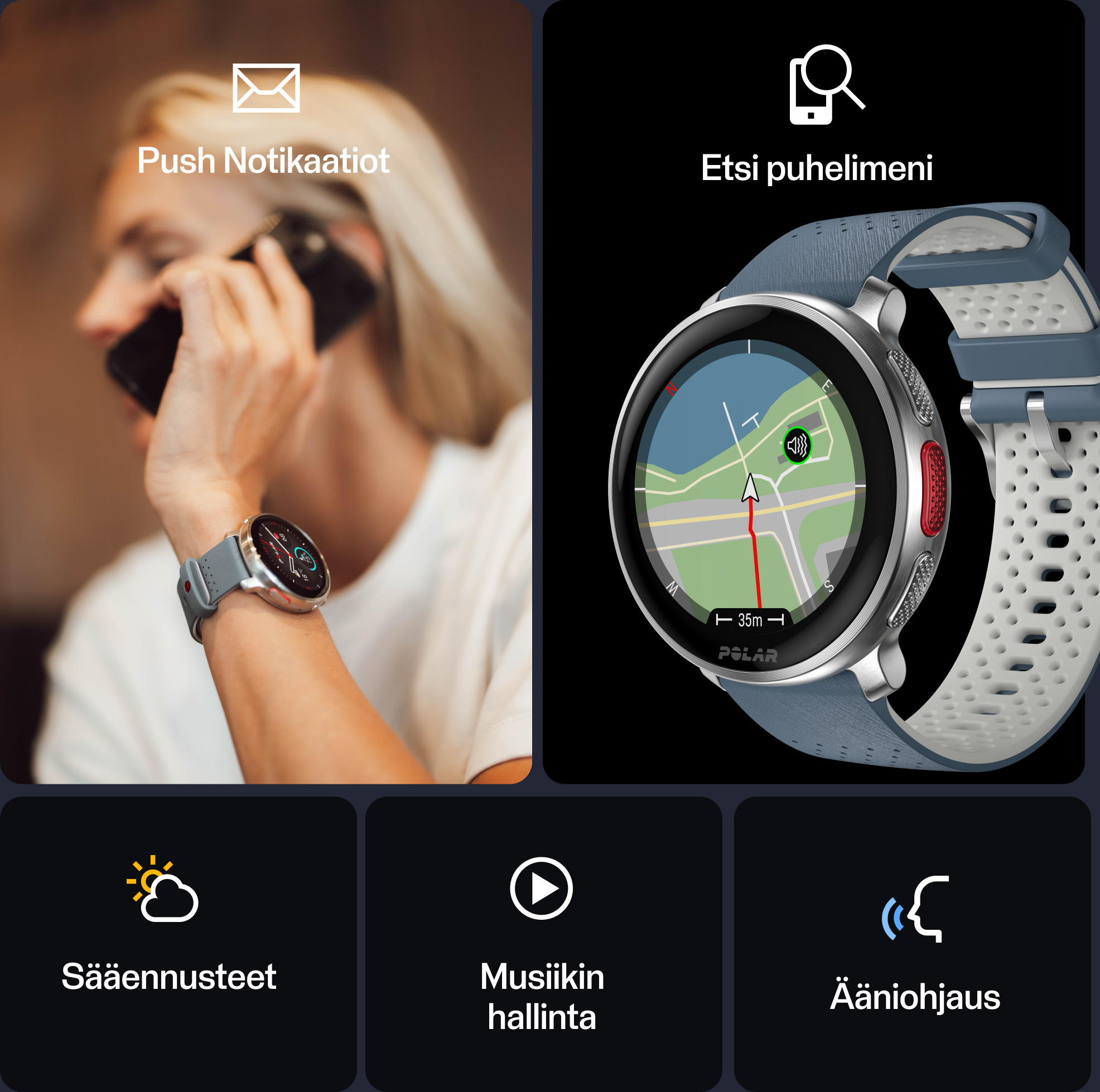 Polar Vantage V3 -premium-urheilukello, musta