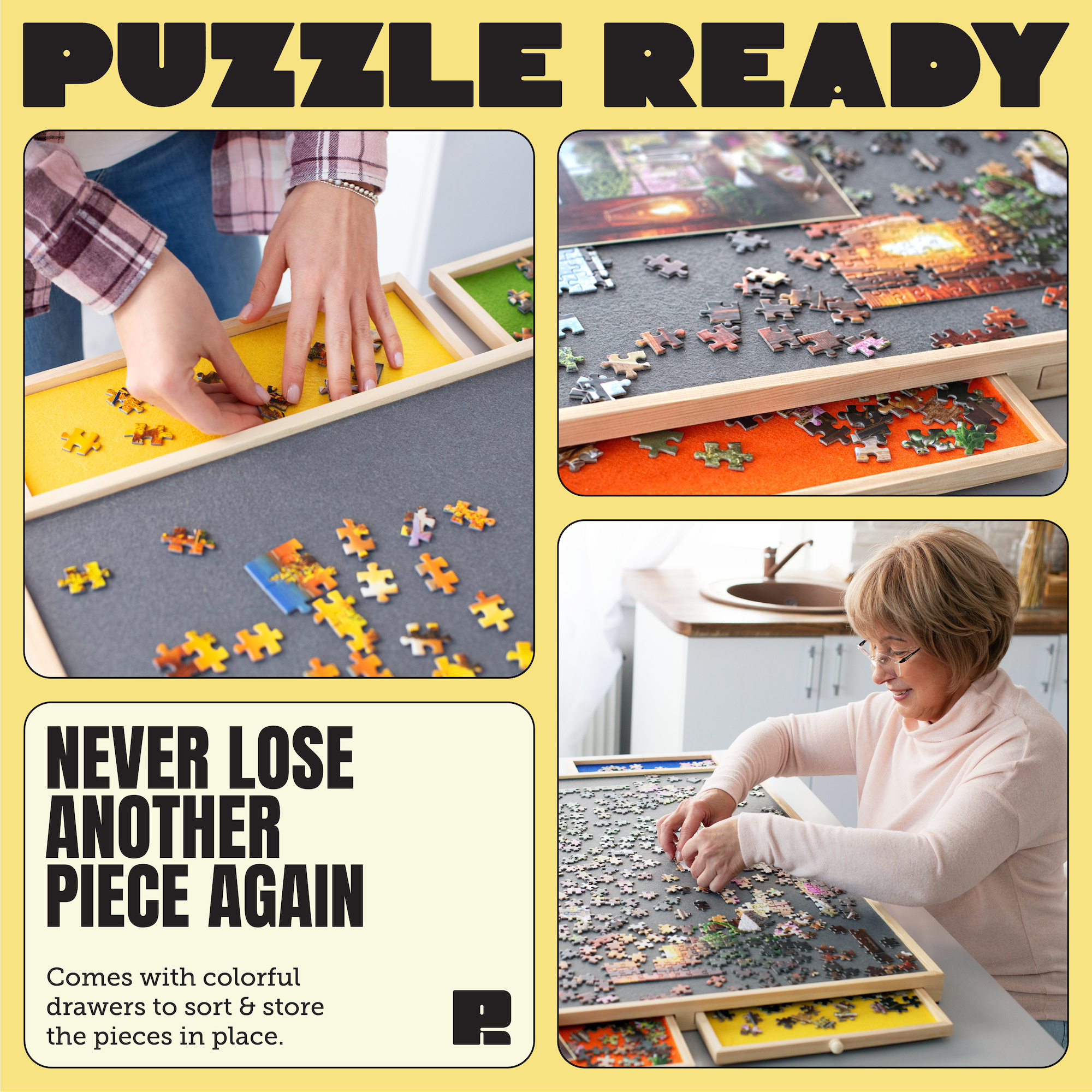 Puzzle Ready - Puinen palapelilauta, 1000 palalle