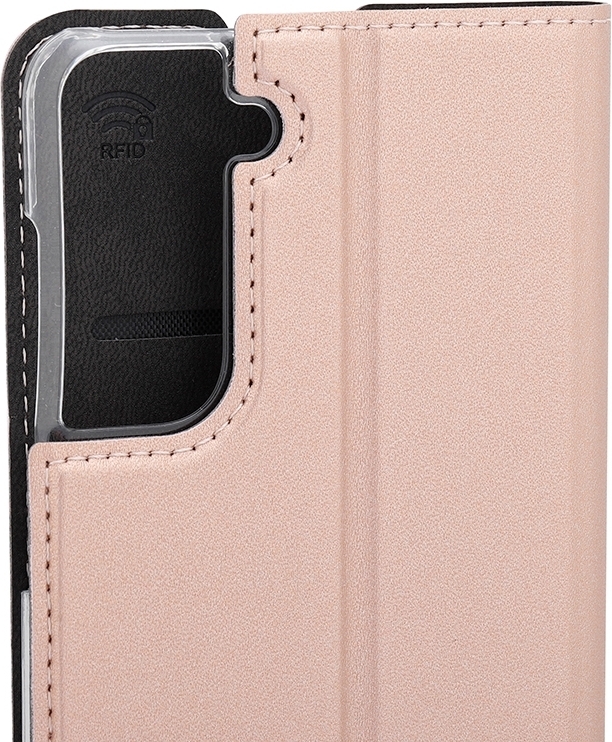 Wave BookCase -suojakotelo, Samsung Galaxy S21, ruusukulta