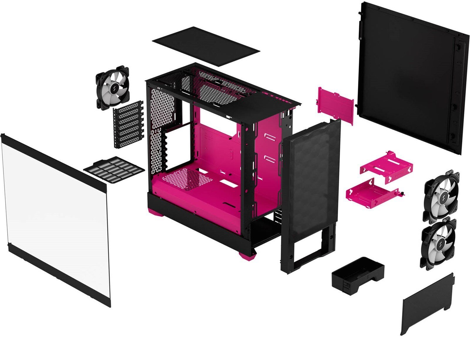 Fractal Design Pop Air RGB Magenta Core TG ATX-kotelo ikkunalla, musta/magenta