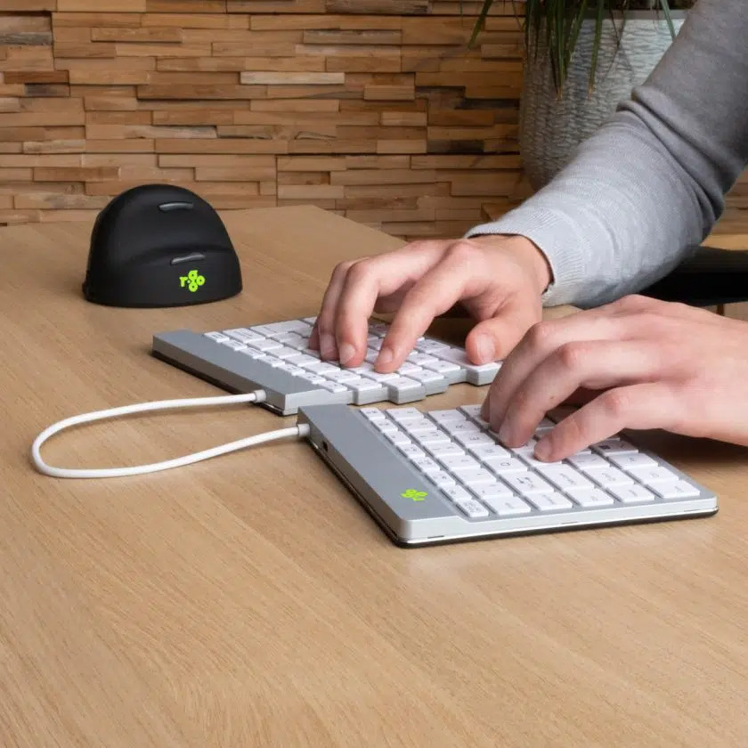 R-Go Split Break -kaksiosainen ergonominen näppäimistö, langaton, valkoinen
