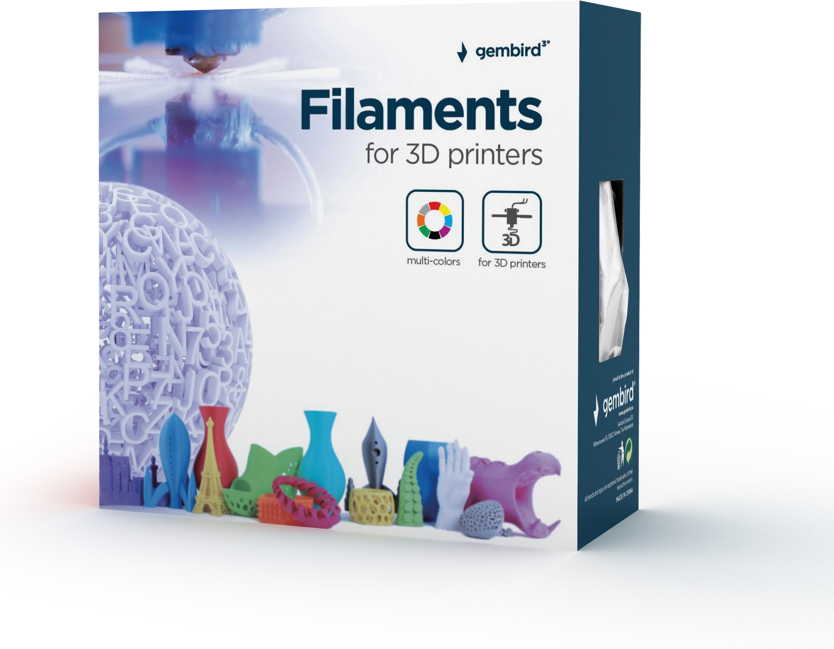 Gembird 3D -ABS -filamentti 3D -tulostimeen, 1.75 mm, valkoinen
