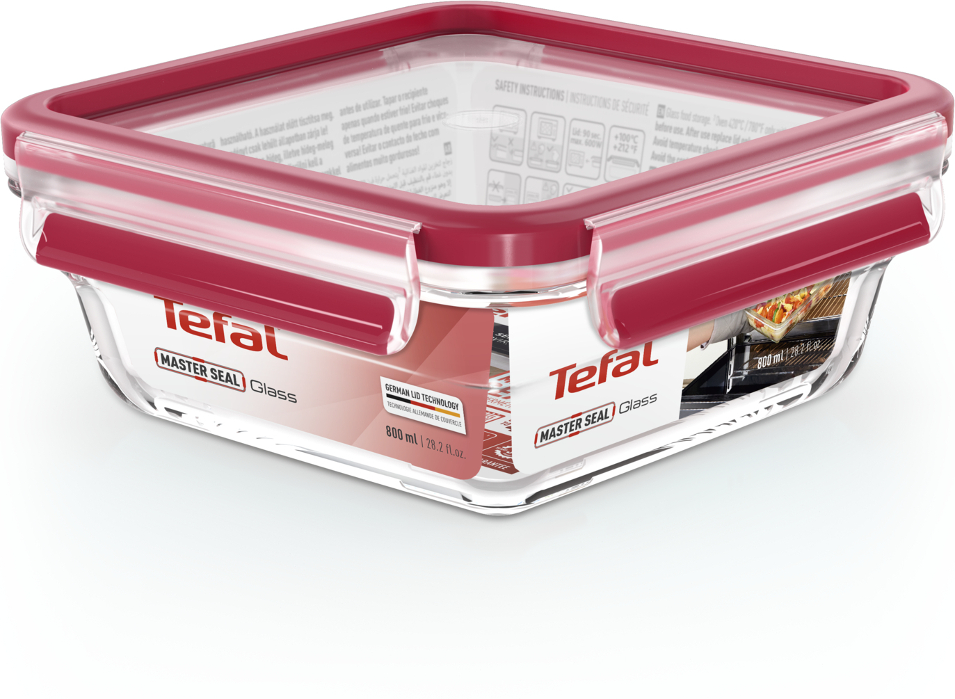 Tefal MasterSeal Glass -säilytysrasia, lasinen, 0,8 L