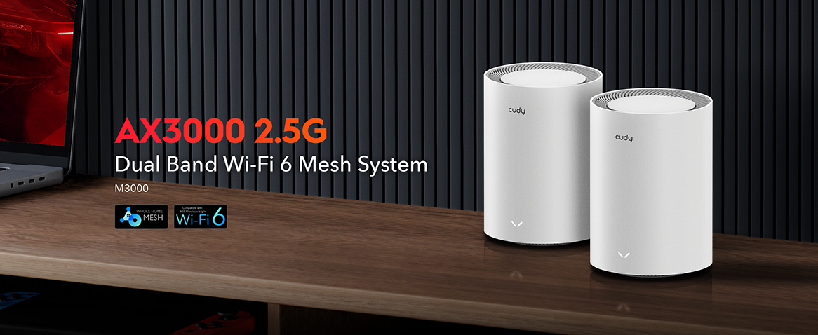 Cudy M3000 WiFi 6 -Mesh-järjestelmä, 2-pack