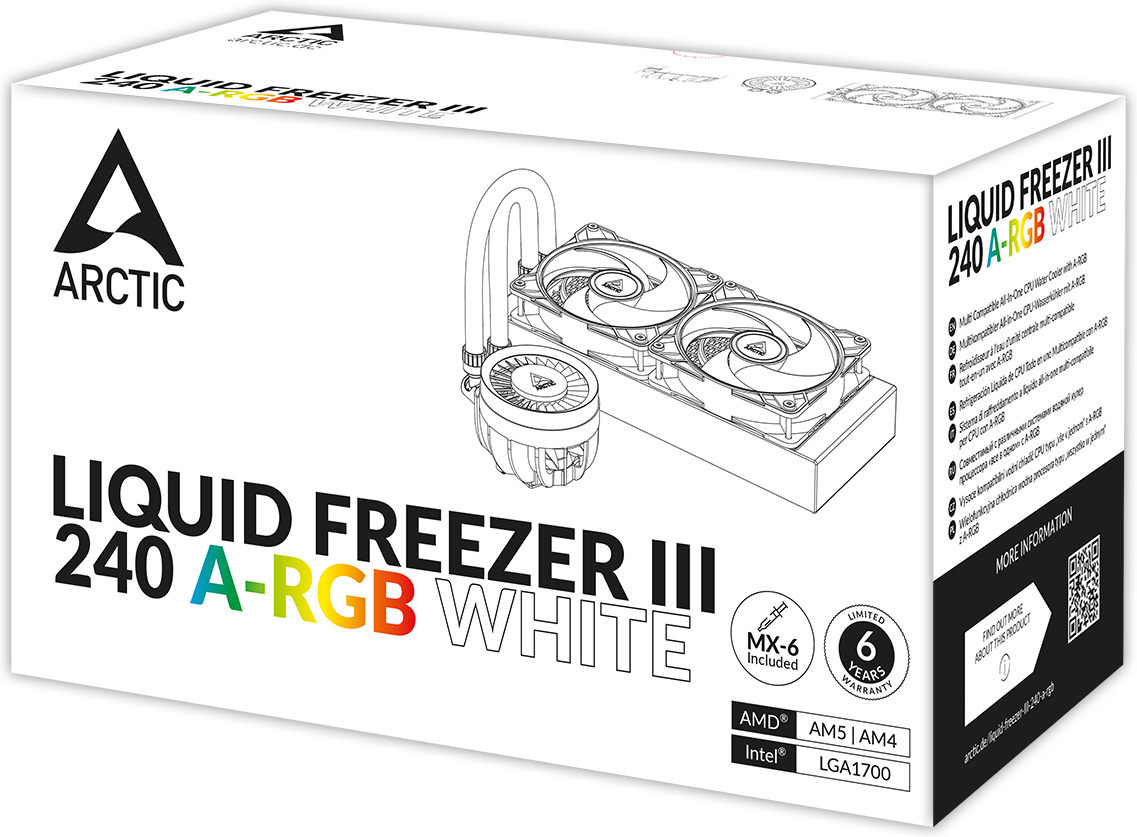 Arctic Liquid Freezer III 240 ARGB -nestejäähdytysjärjestelmä, valkoinen