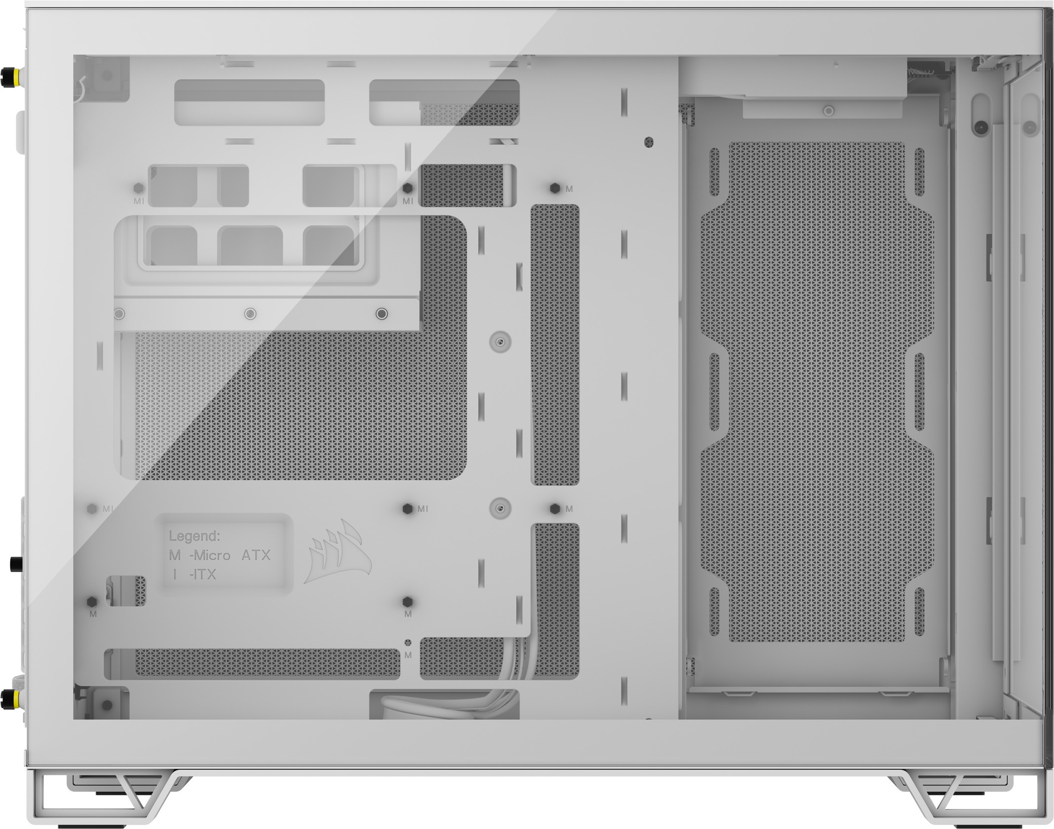 Corsair 2500X Micro-ATX-kotelo panoraamaikkunalla, valkoinen