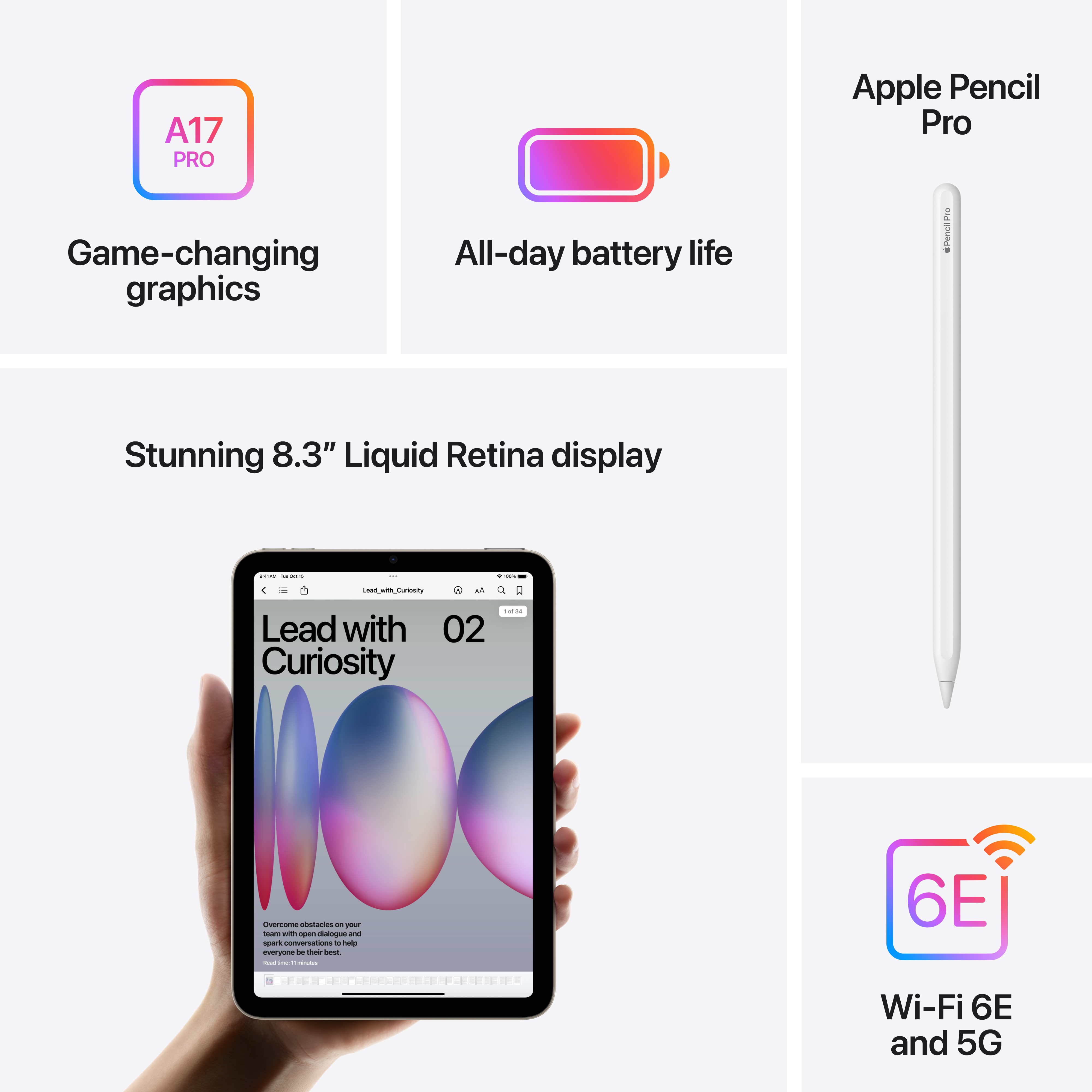 Apple iPad mini 128 Gt WiFi + 5G 2024 -tabletti, tähtiharmaa (MXPN3)