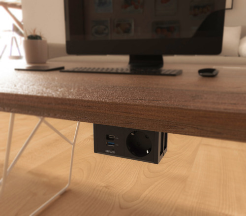 DELTACO virtapaneeli, 1 pistorasia, 1x21W A+C USB-laturi, GST18-liitäntä
