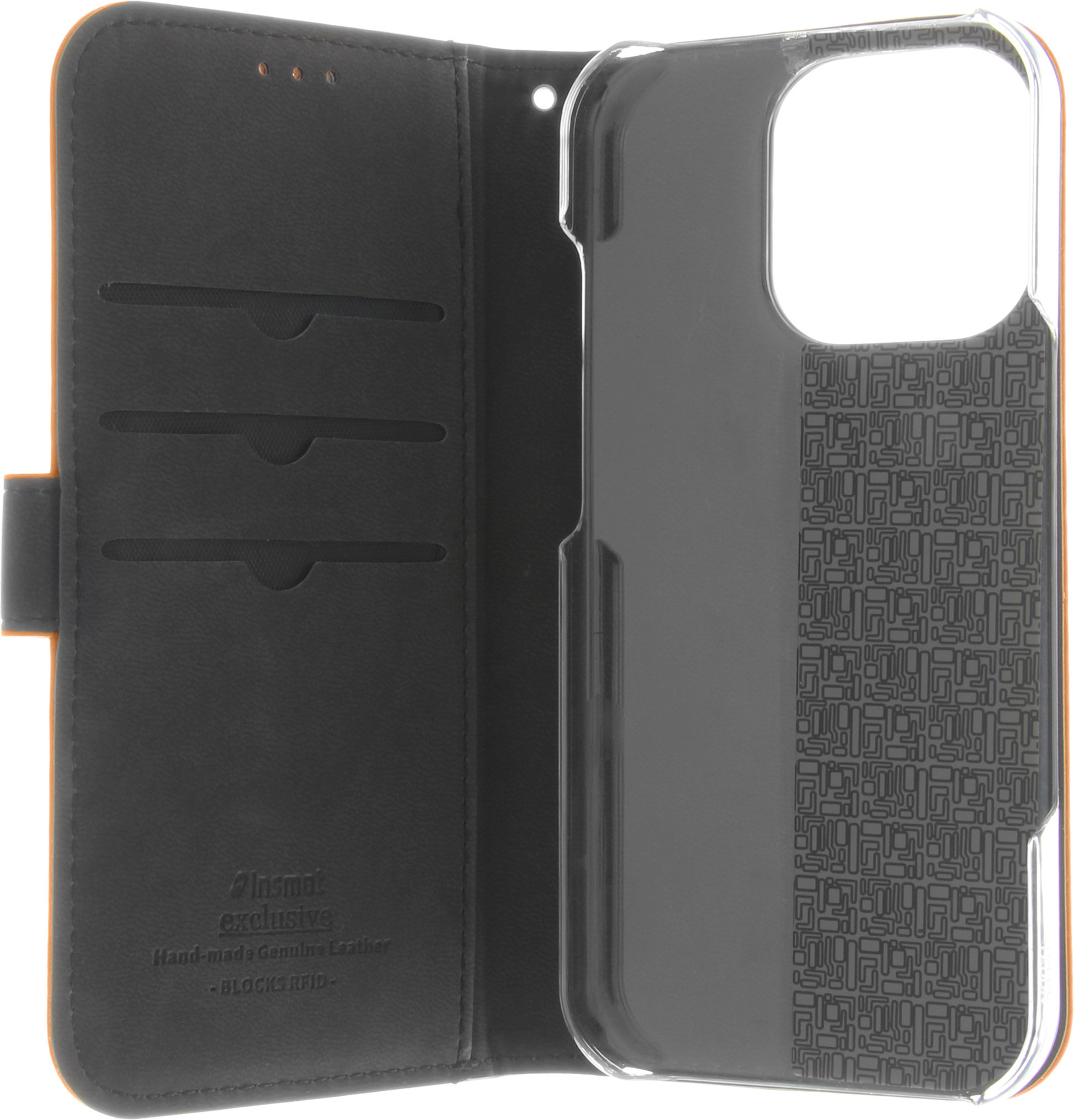 Insmat Premium Flip Case -lompakkokotelo, Apple iPhone 16 Pro, ruskea