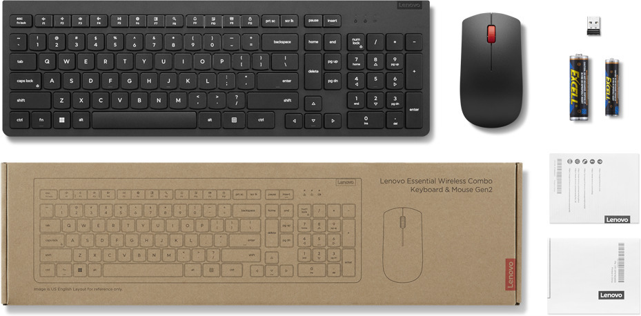 Lenovo Essential Wireless Combo Keyboard & Mouse Gen2  -näppäimistö ja hiiri