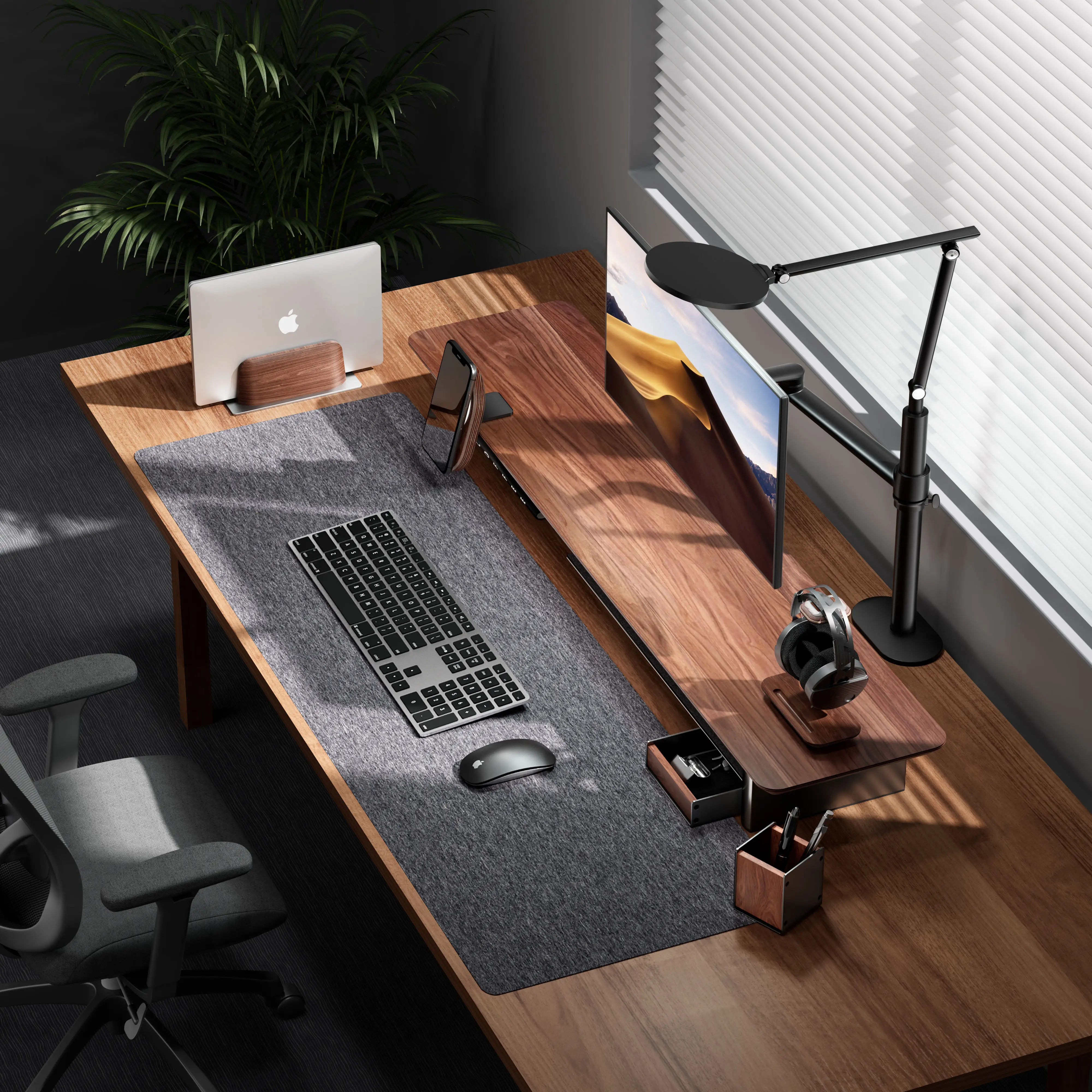 ErgoWork Hickory Pen Box -kynäpurkki, tumma pähkinäpuu