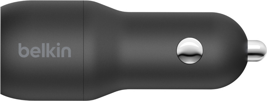 Belkin BoostCharge Dual USB-A Car Charger 24W -autolaturi USB-A - Lightning -kaapelilla, musta