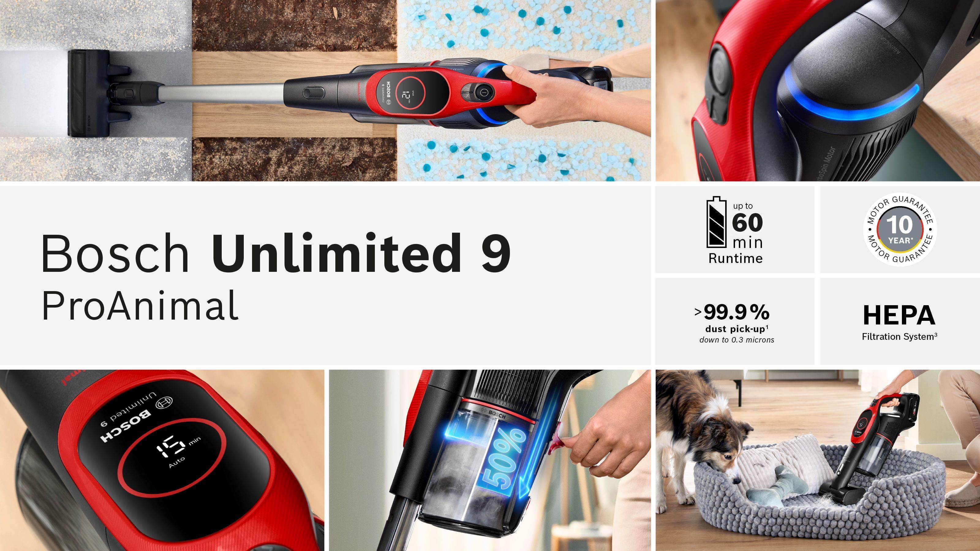 Bosch Unlimited 9 ProAnimal varsi-imuri, BBS931PET, punainen