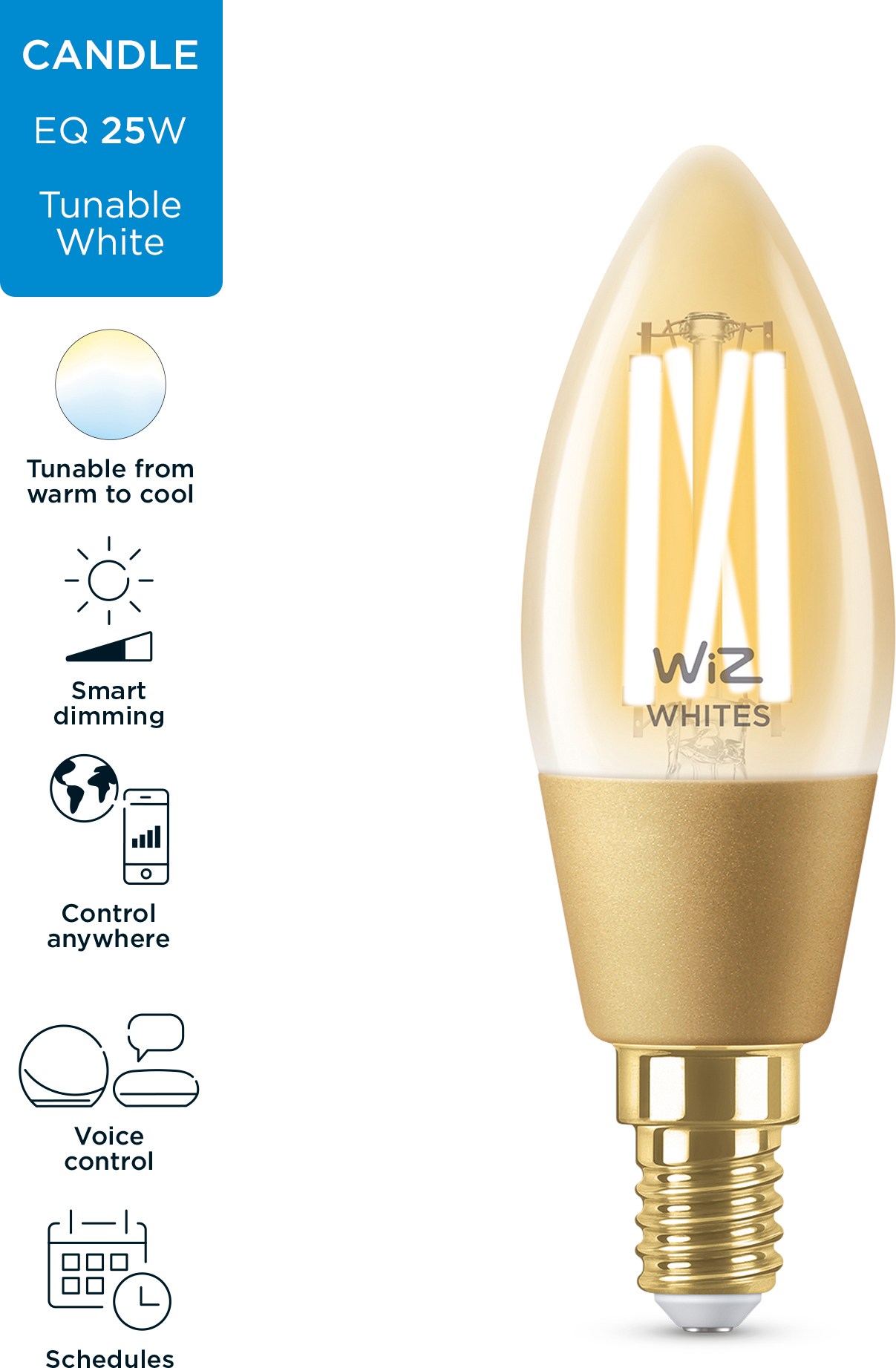 WiZ älylamppu globe, E27, kirkas lasi, tunable white - valkoisen valon sävyt, Wi-Fi, 2700-6500 K, 806 lm, 12,5cm