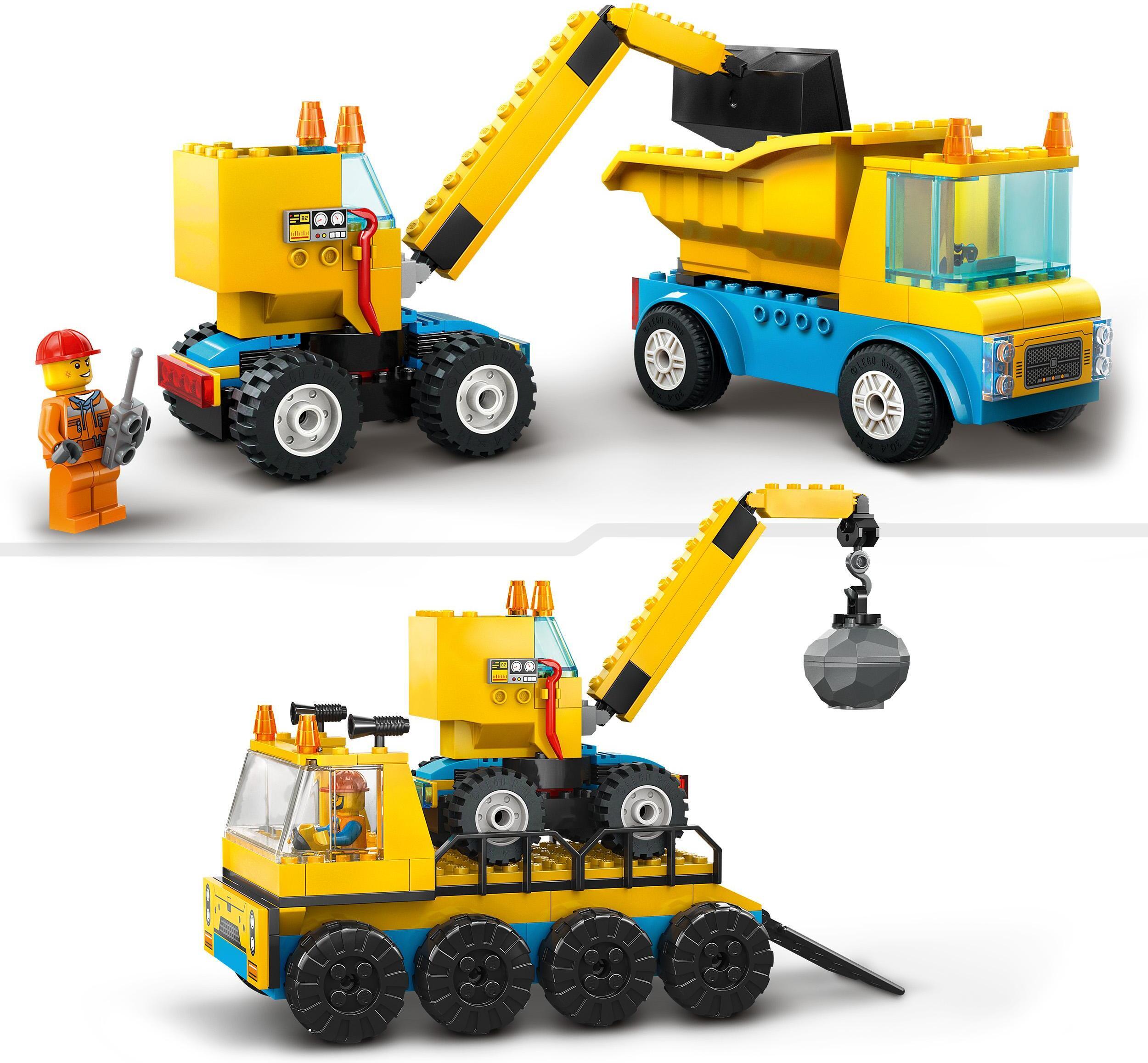LEGO City Great Vehicles 60391 - Rakennustyömaan ajoneuvot, nosturi ja purkupallo