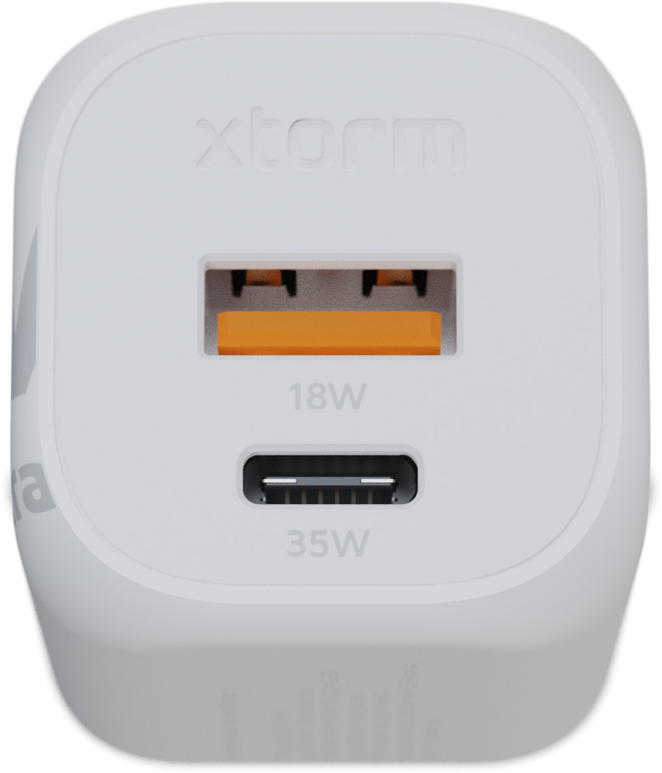 Xtorm XEC035 GaN² Ultra 35 W -verkkovirtalaturi, USB-C / A