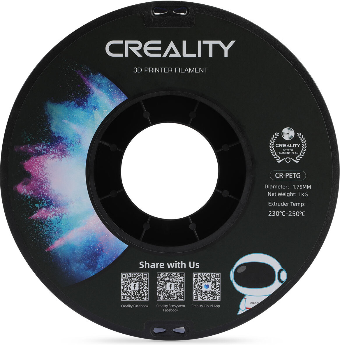 Creality CR-PETG -filamentti 3D -tulostimeen, 1.75 mm, läpinäkyvä