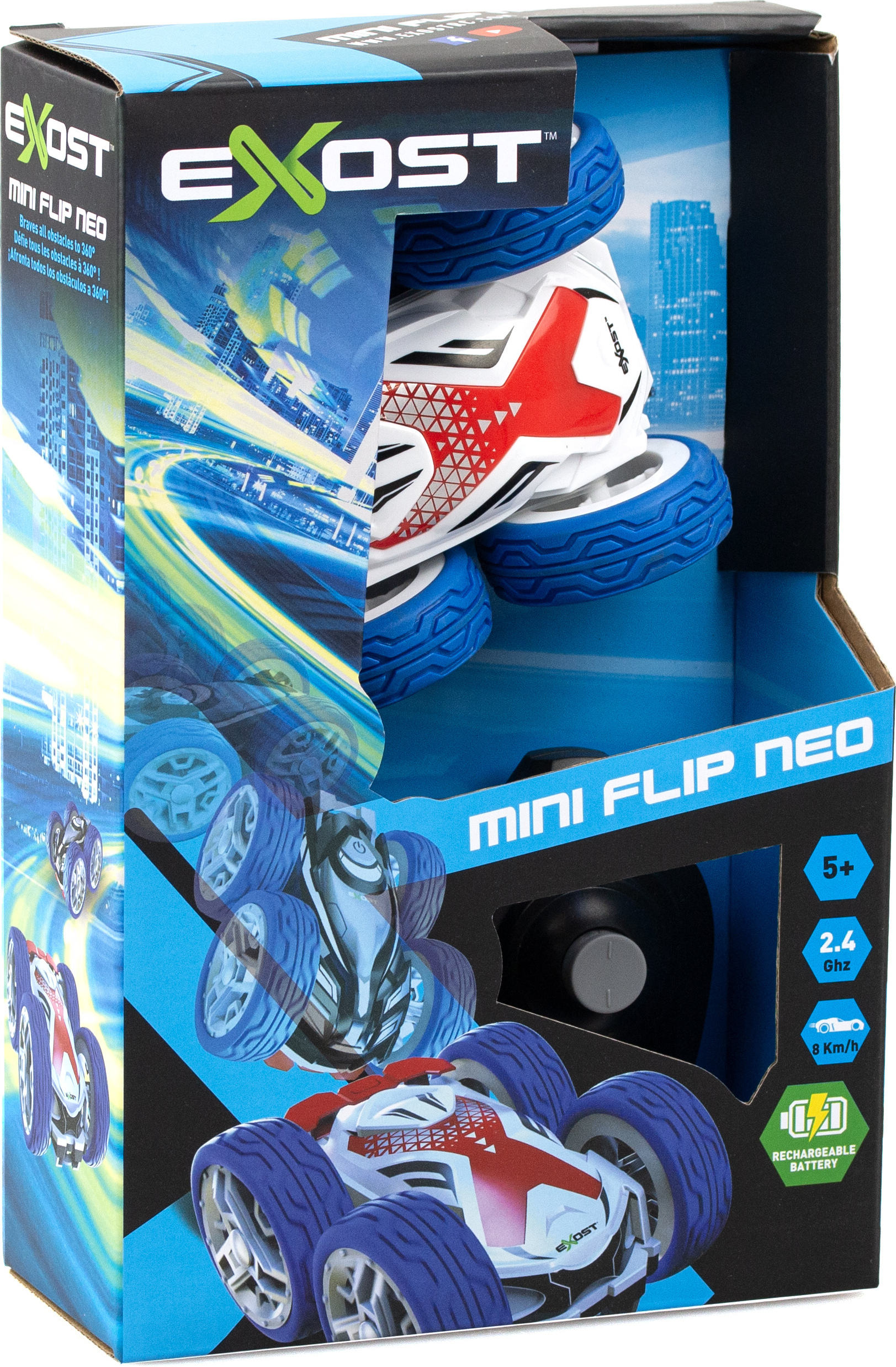 Exost Mini Flip Neo - kauko-ohjattava temppuauto, sininen