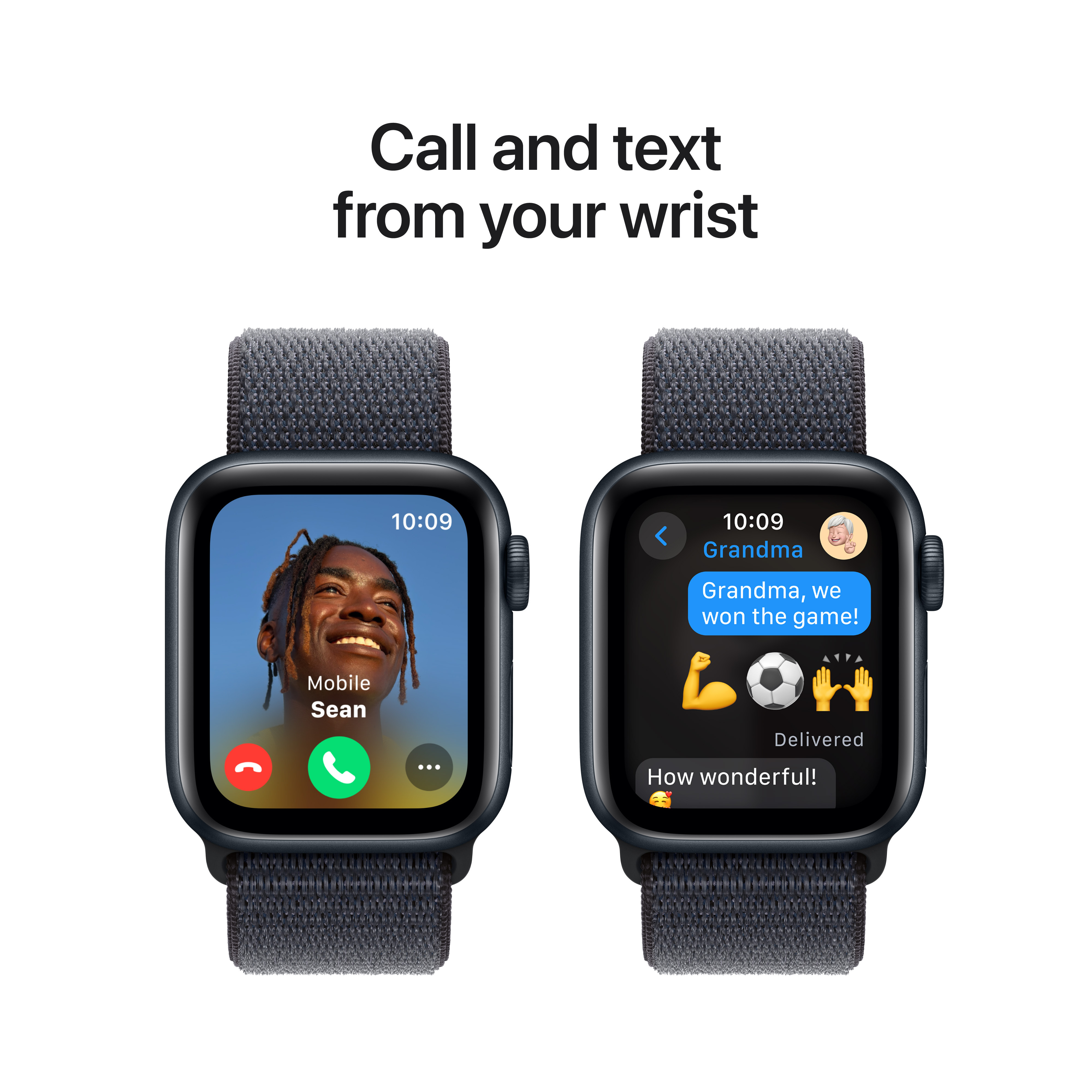 Apple Watch SE (GPS) 40 mm keskiyö alumiinikuori ja musteenvärinen Sport Loop -ranneke (MXEA3)