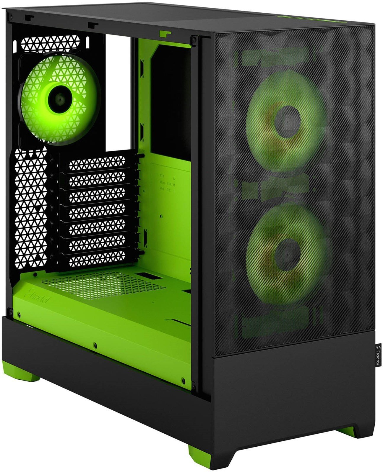Fractal Design Pop Air RGB Green Core TG ATX-kotelo ikkunalla, musta/vihreä