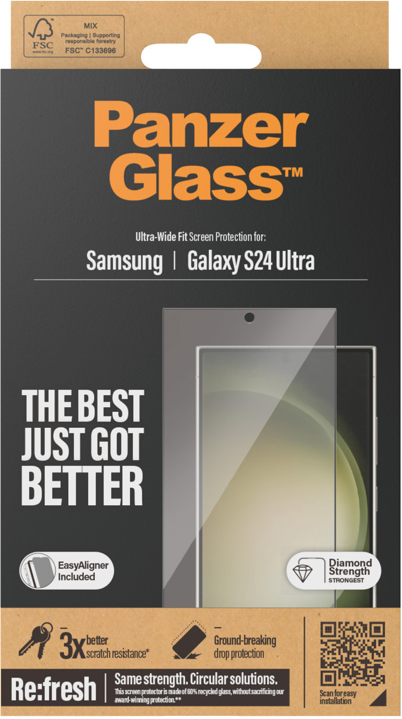 PanzerGlass Ultra-wide Fit with Aligner -panssarilasi, Samsung Galaxy S24 Ultra