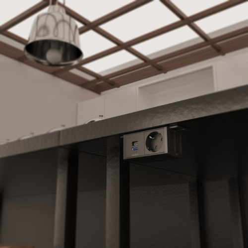 DELTACO virtapaneeli, 1 pistorasia, 1x21W A+C USB-laturi, GST18-liitäntä
