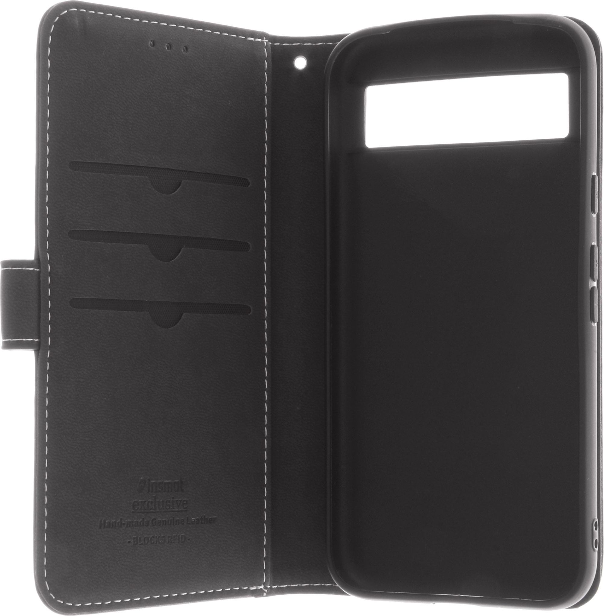 Insmat Exclusive Flip Case -lompakkokotelo, Google Pixel 8a, musta