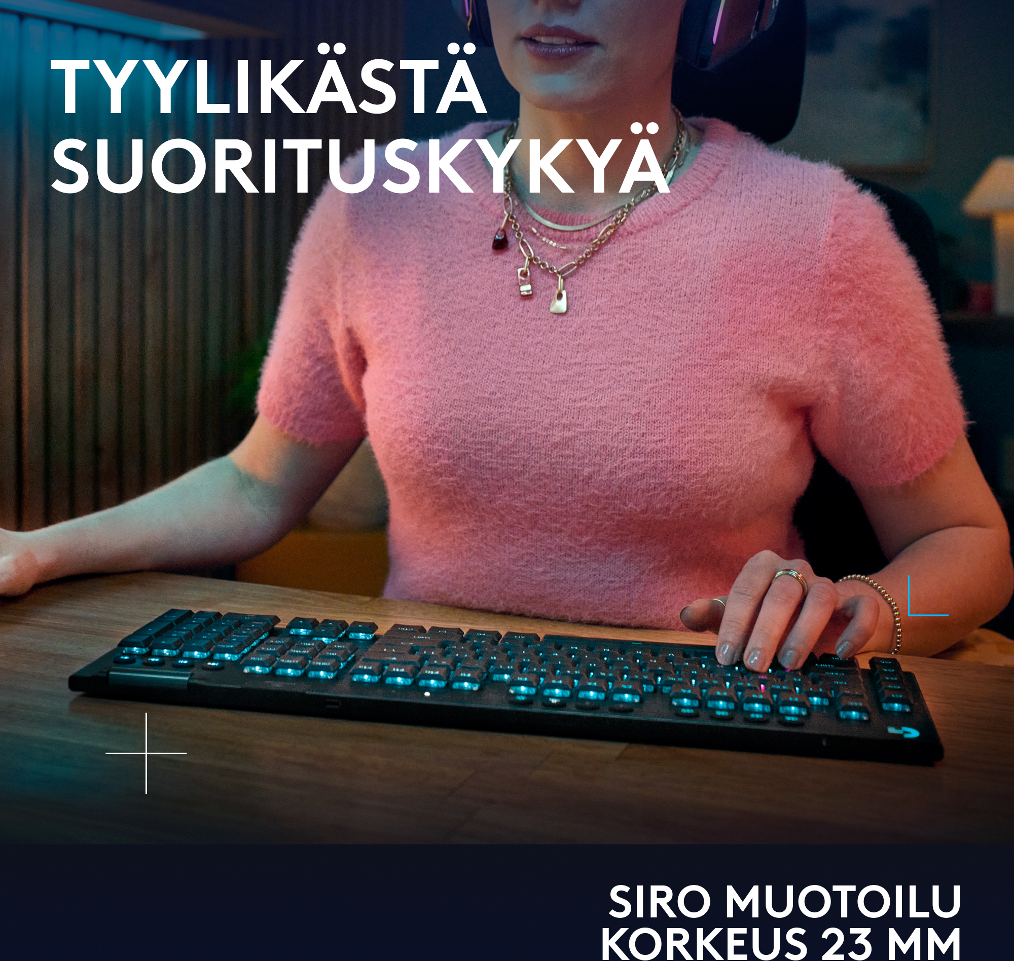Logitech G915 X -matalaprofiilinen langallinen pelinäppäimistö, Tactile-kytkimet, musta